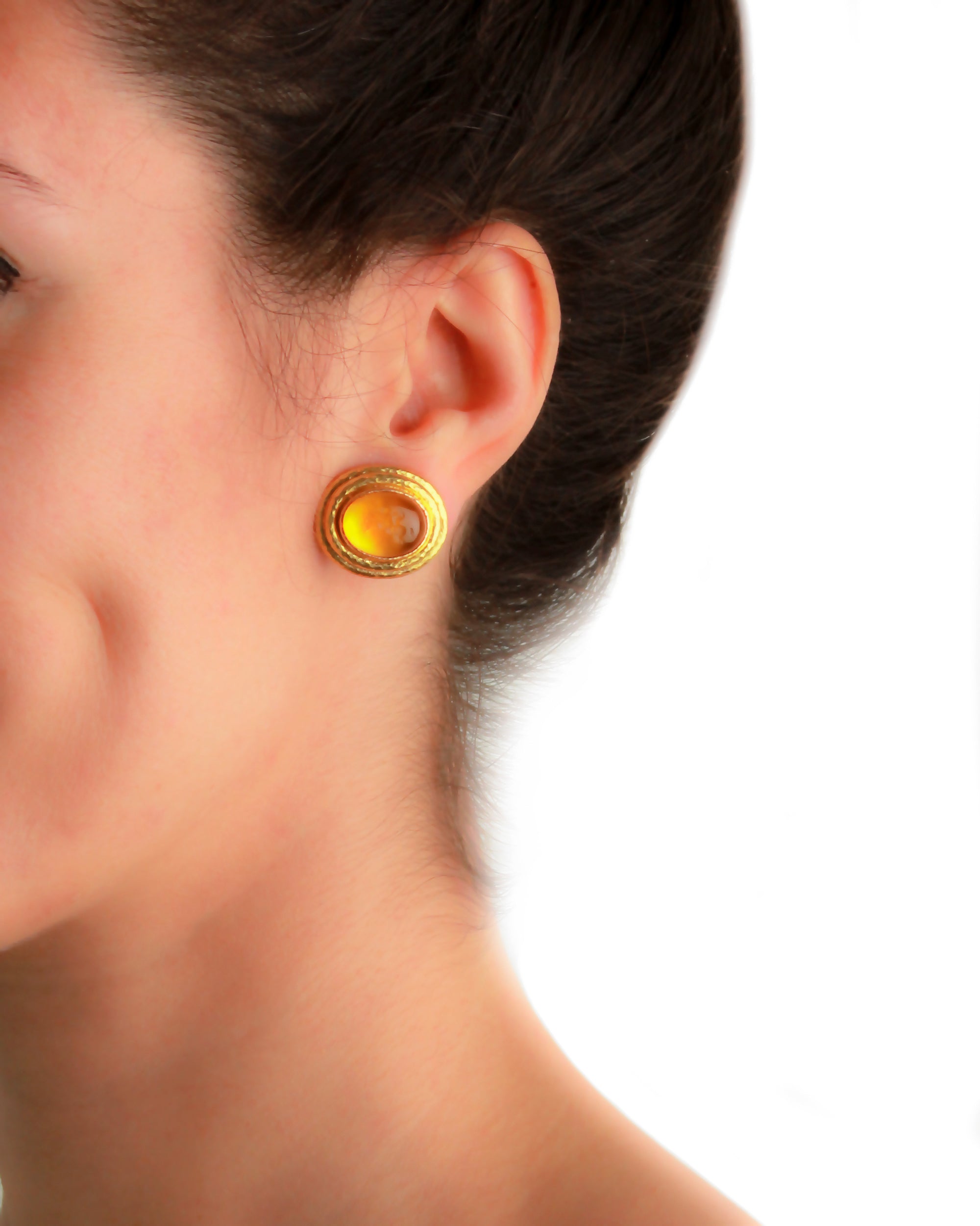 Amber 'Cabochon Equestrian' Earrings