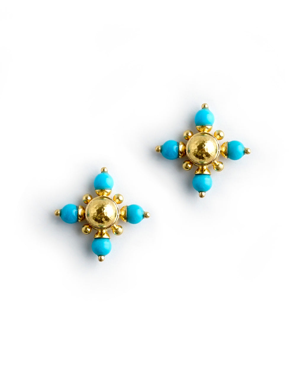 Gold and Turquoise Stud Earrings