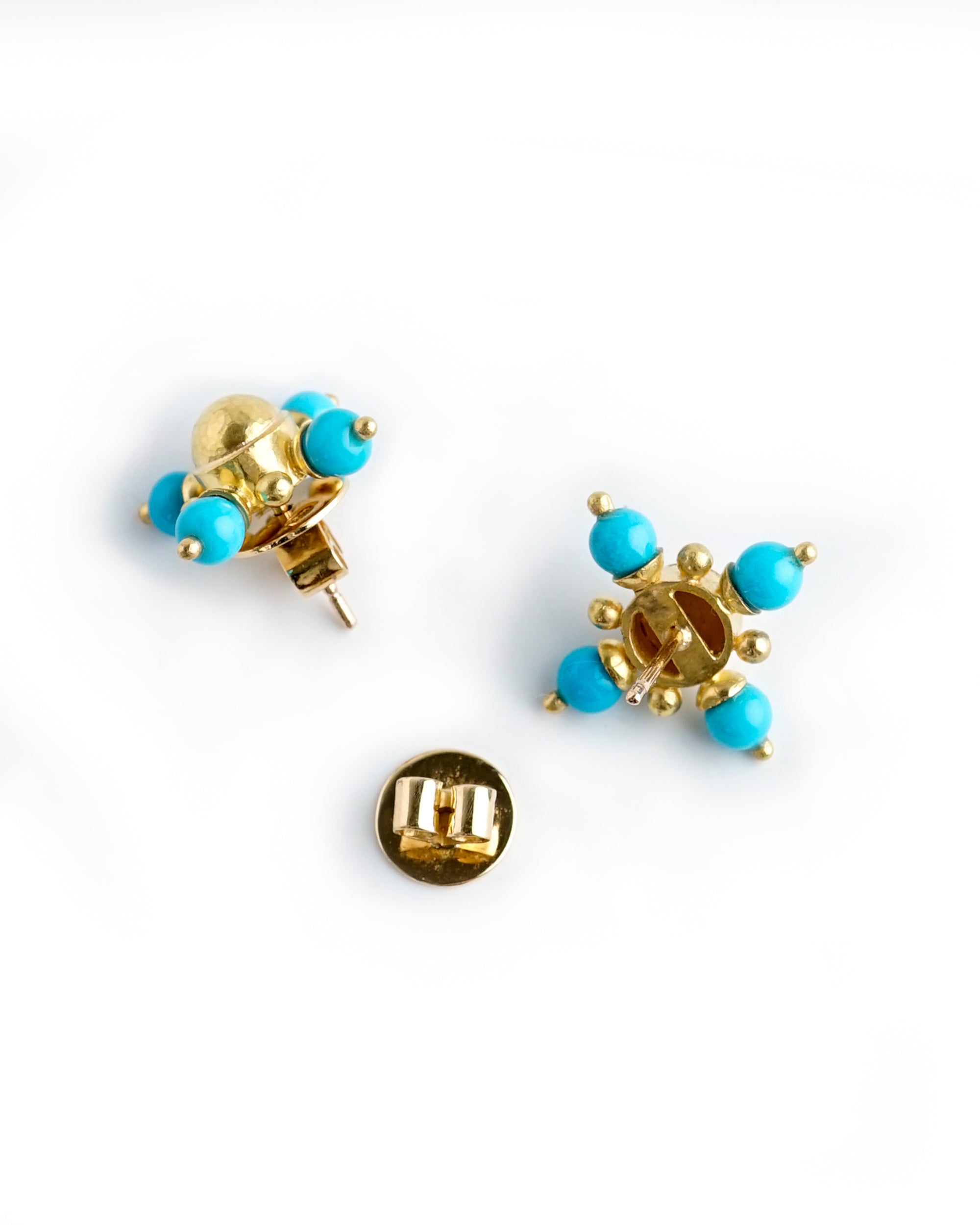 Gold and Turquoise Stud Earrings