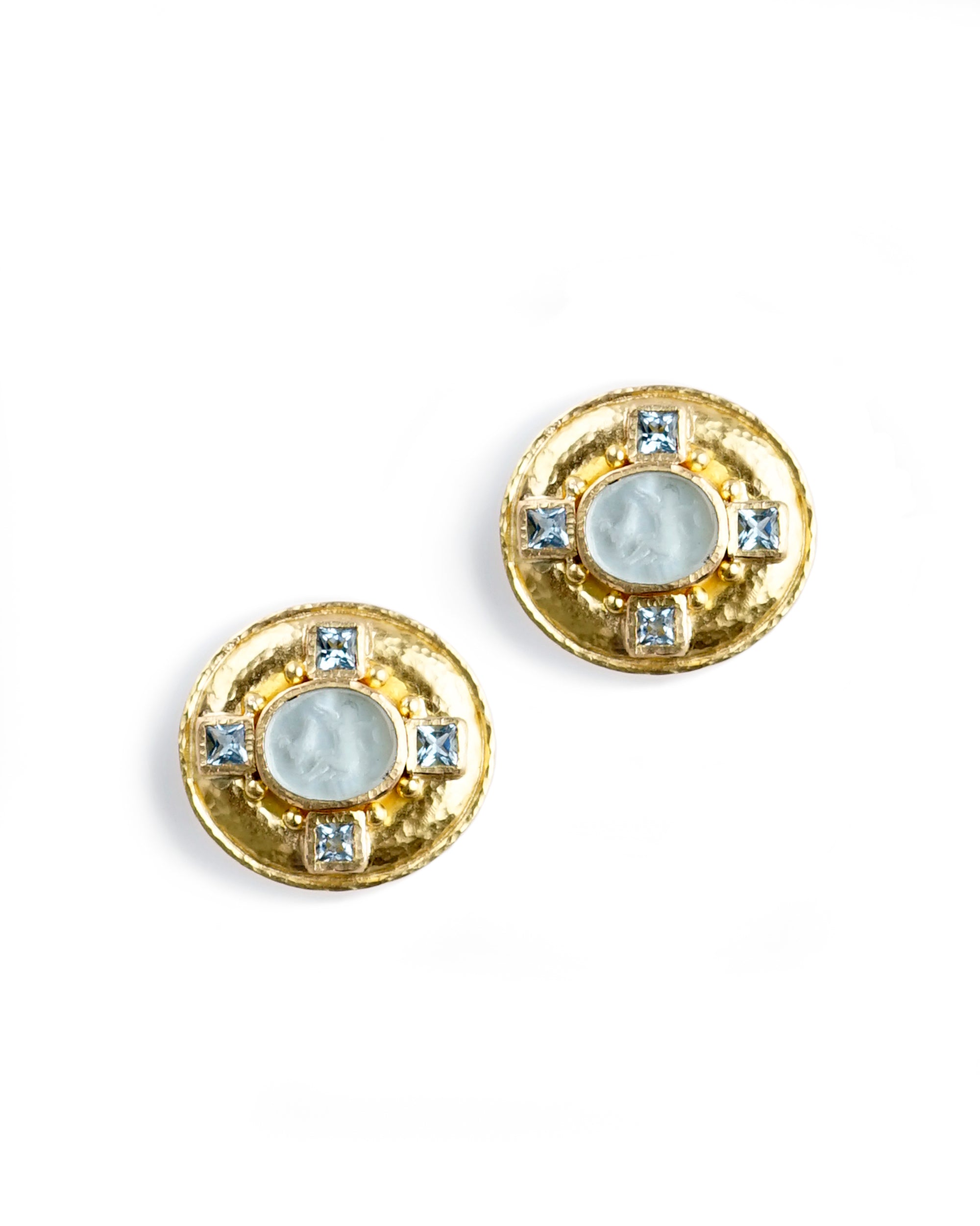 Light Aqua 'Cherub with Rooster' Earrings