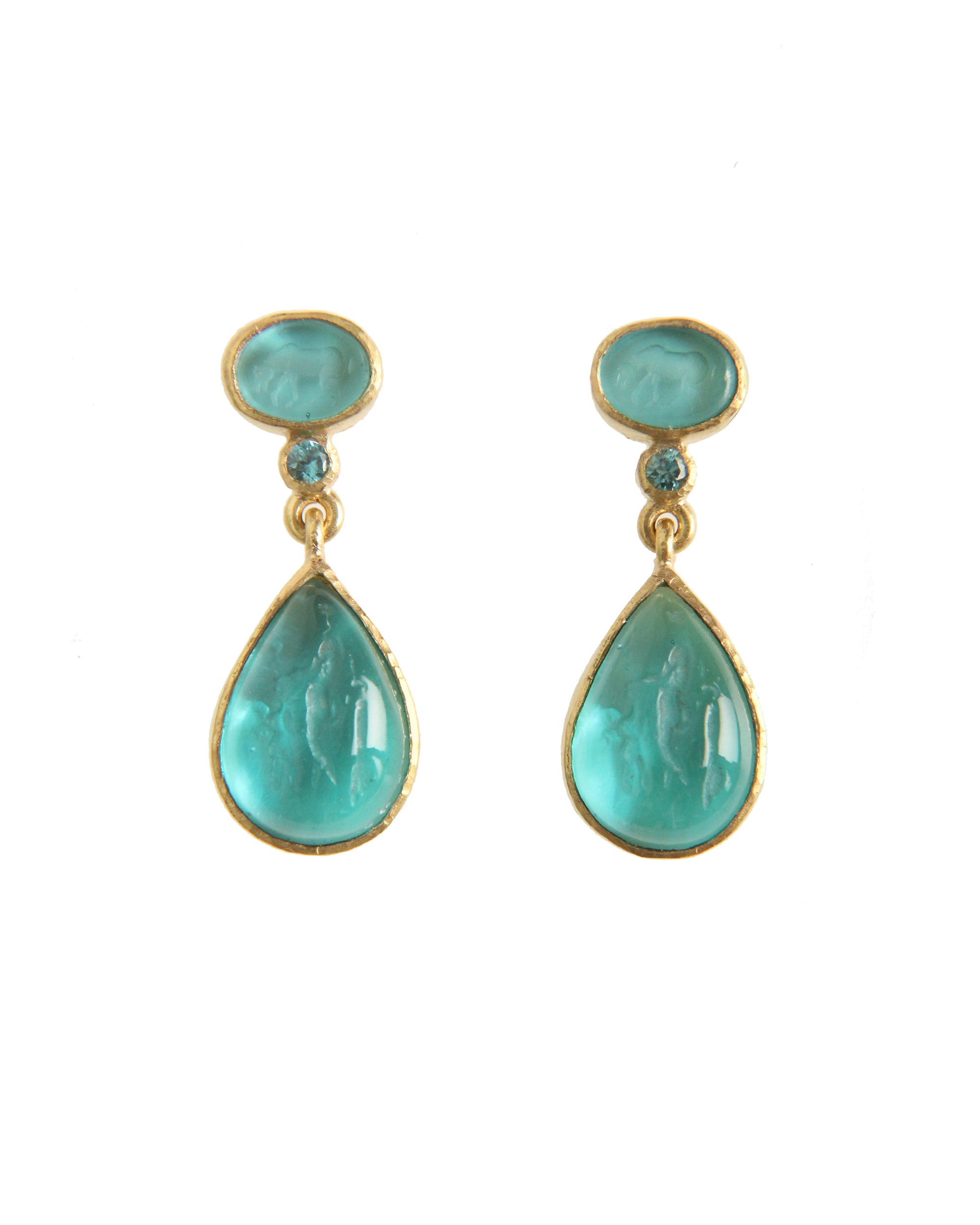 Teal 'Micro Horse' Drop Stud Earring