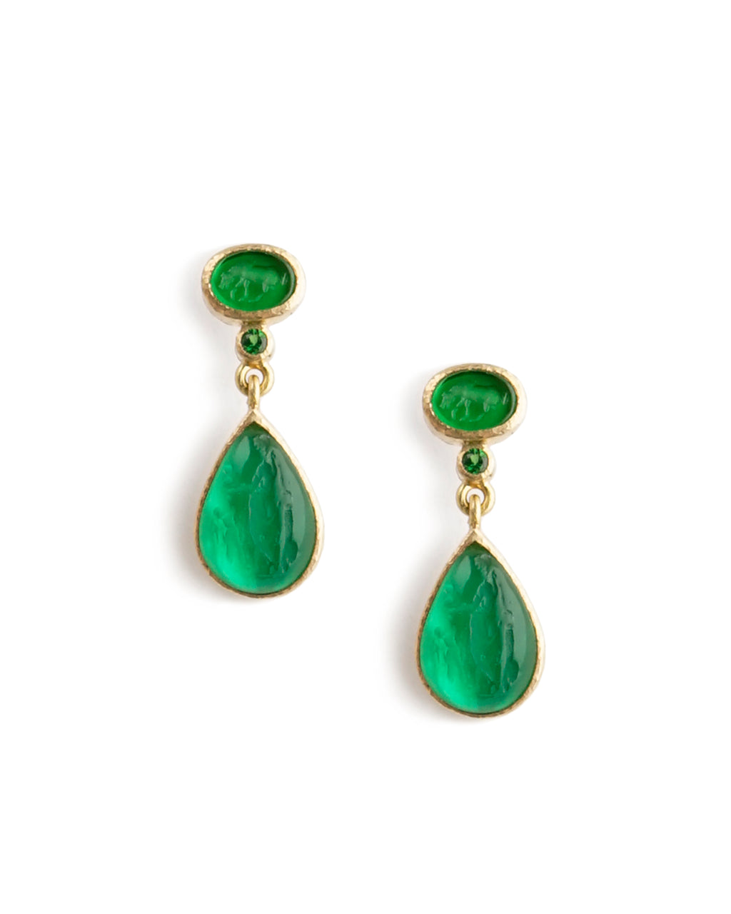 Green 'Micro Horse' Drop Stud Earring