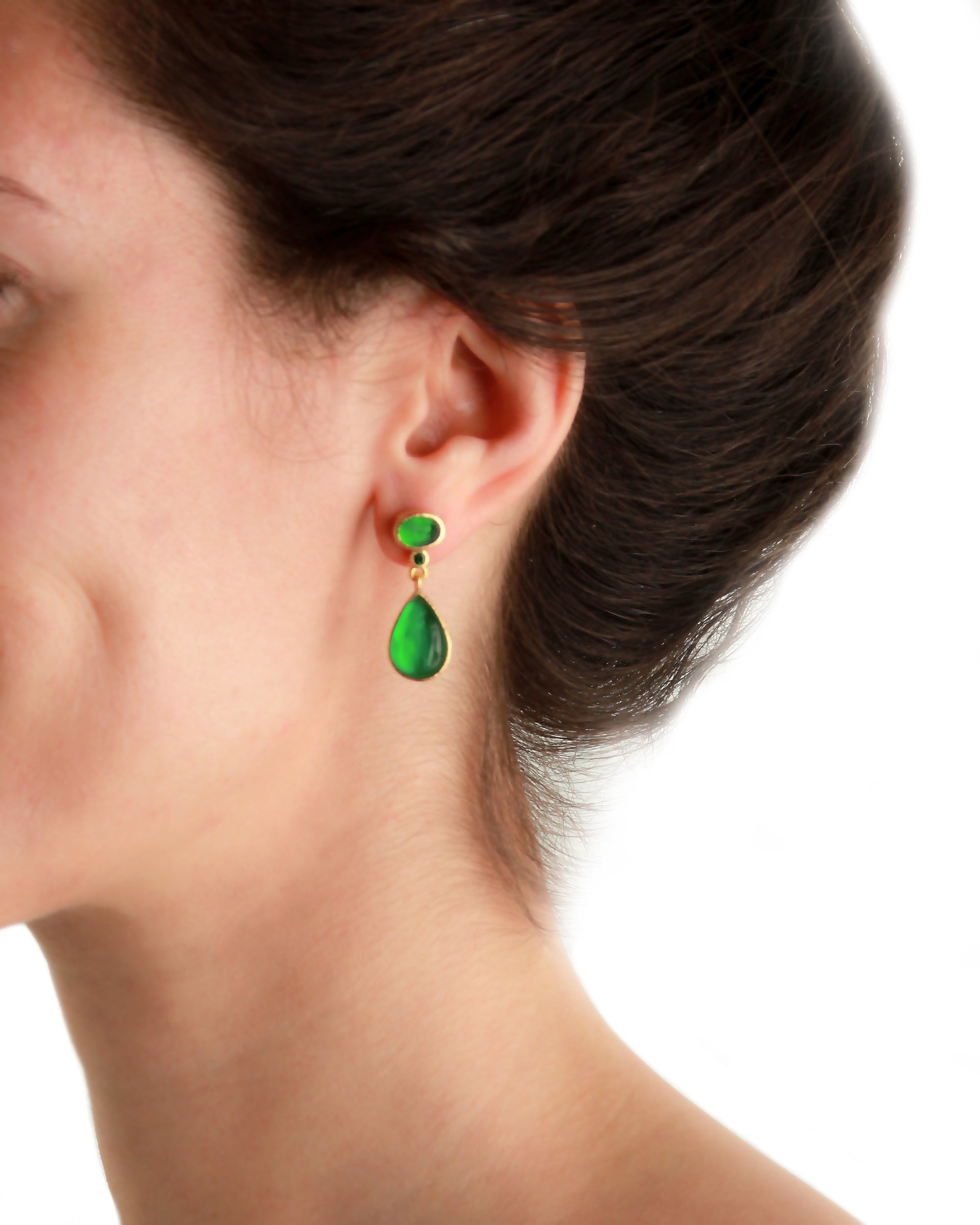 Light Aqua 'Micro Horse' Drop Stud Earrings