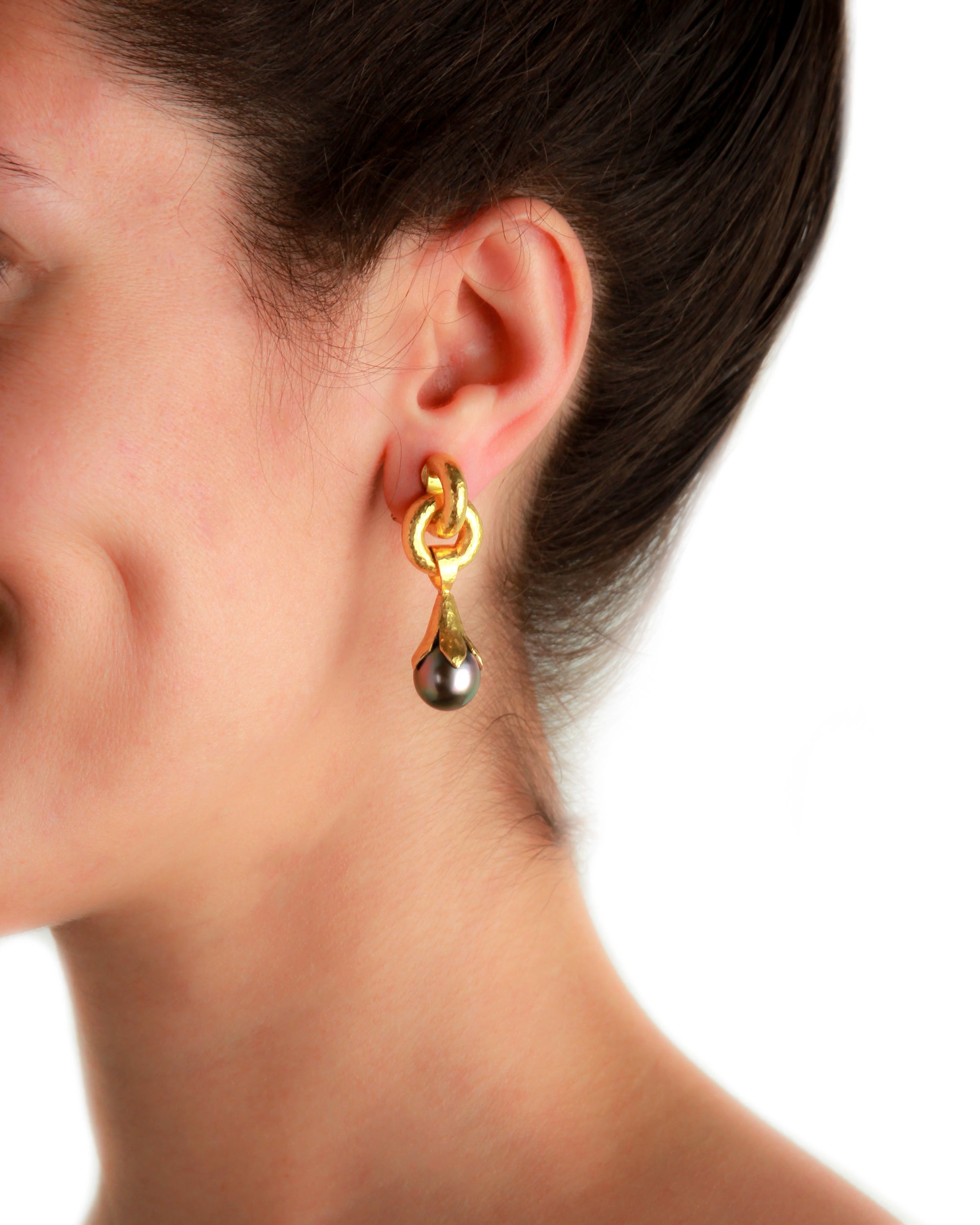 Black South Sea Pearl Cheerio Earrings