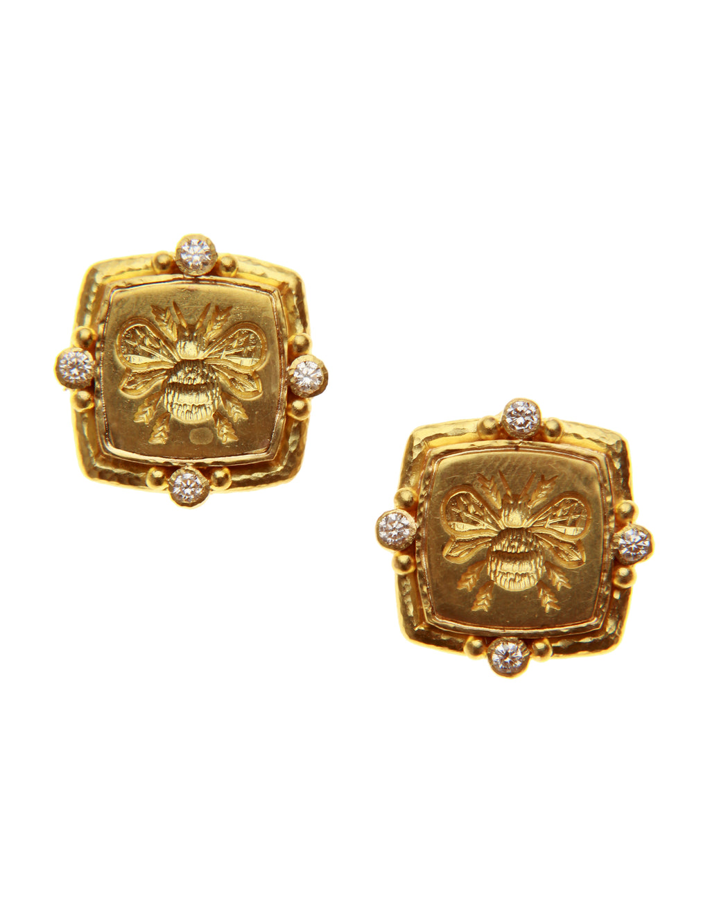 Gold 'Bee' and Diamond Earrings