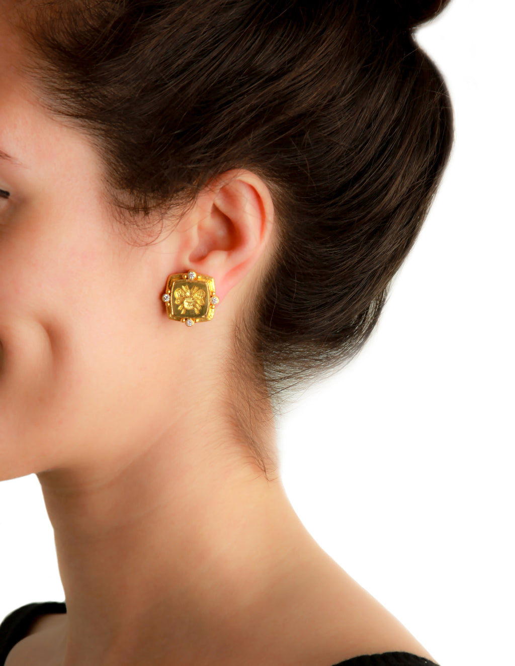 Gold 'Bee' and Diamond Earrings