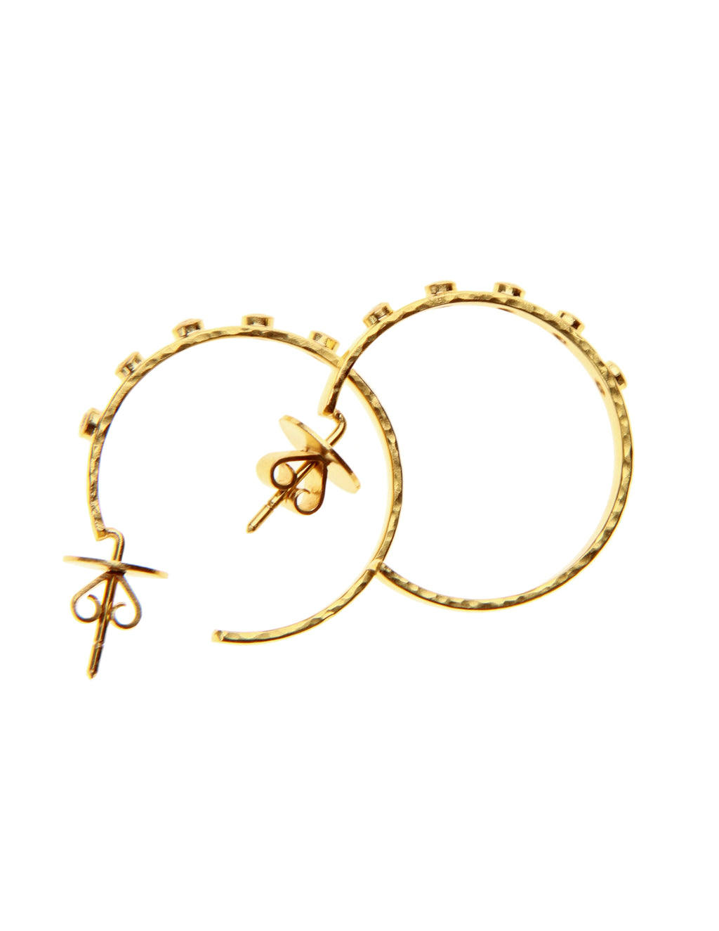 Diamond 1-Inch Ribbon Hoop Earrings