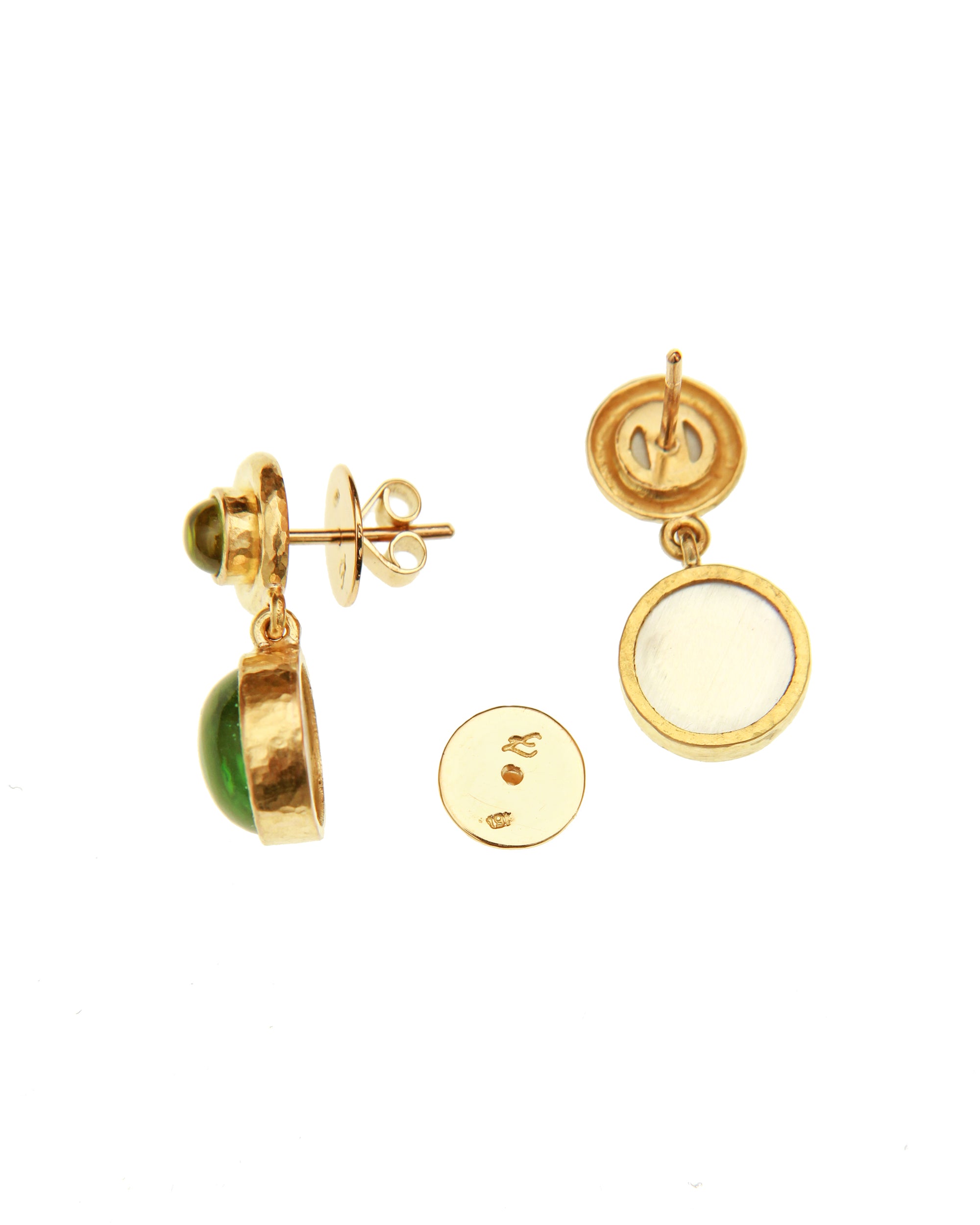 Green 'Cabochon Putto and Duck' Earrings