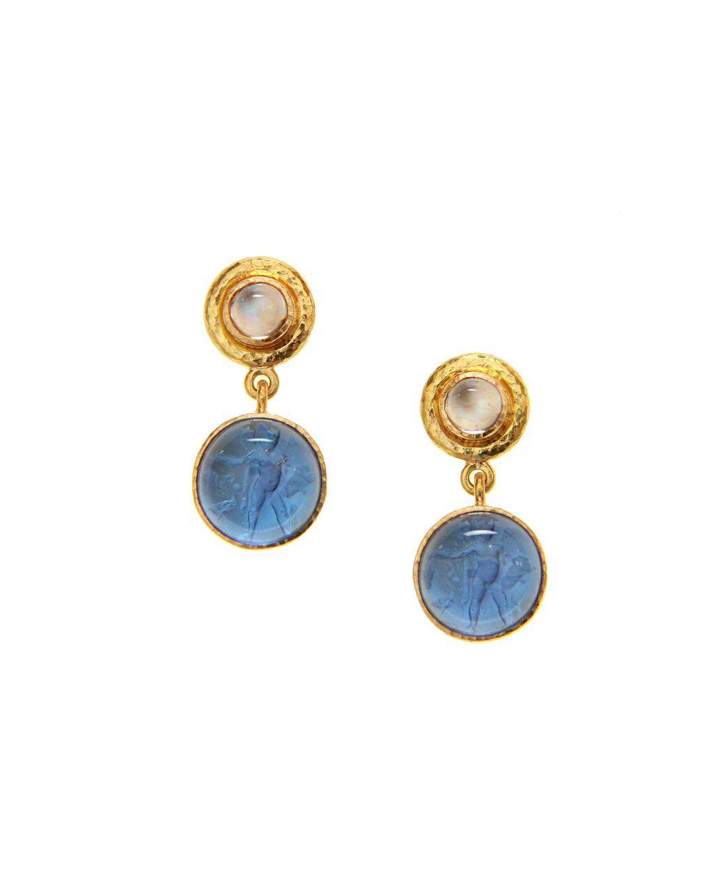 Cerulean 'Cabochon Putto and Duck' Earrings