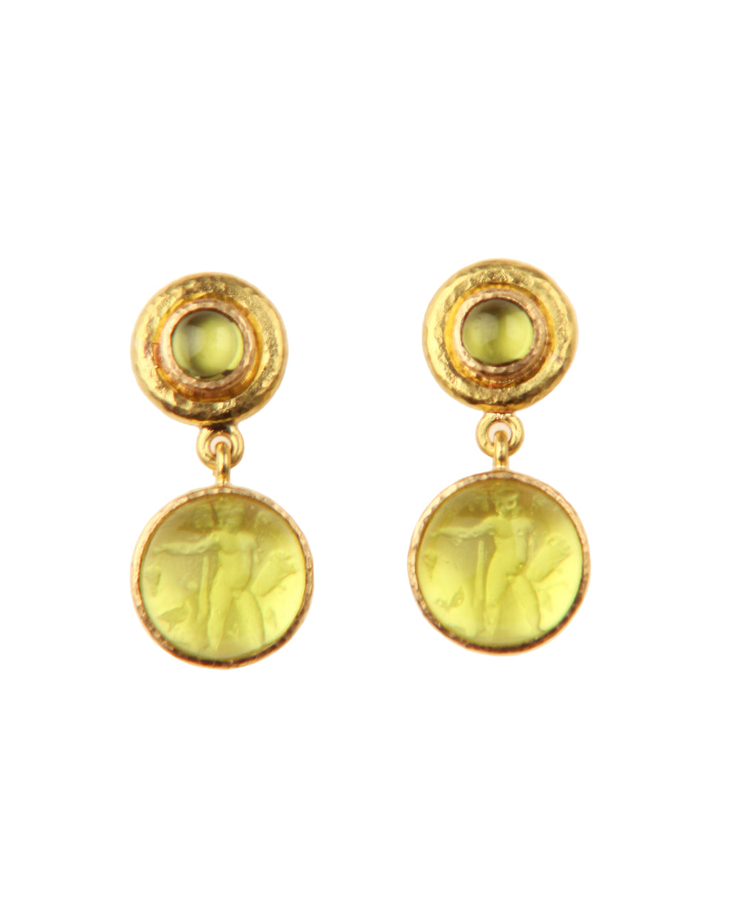Lime 'Cabochon Putto and Duck' Earrings