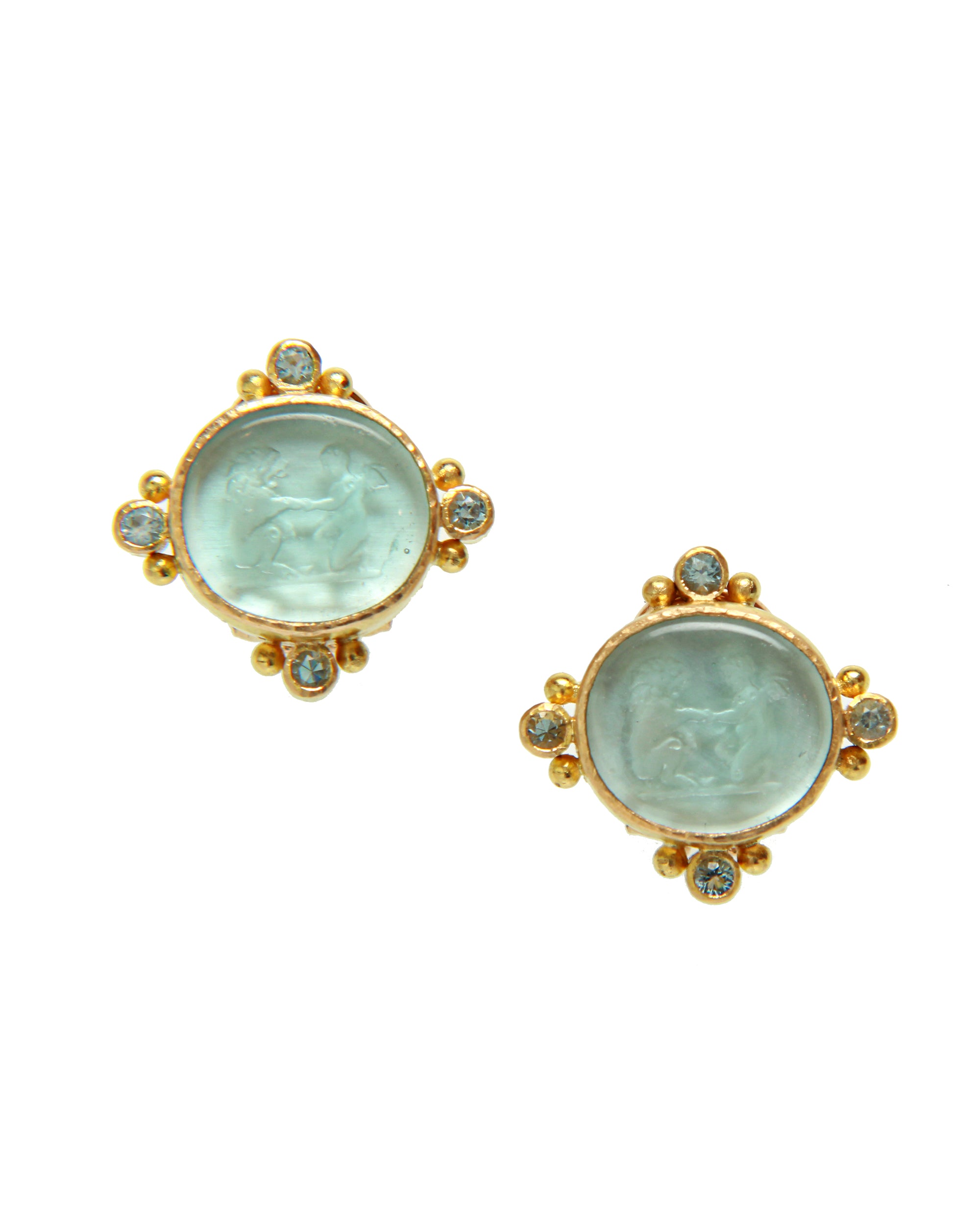 Light aqua 'Lion and Putto' Earrings