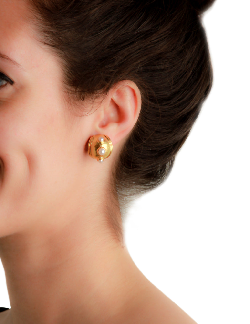 Small Moonstone Puff Earring