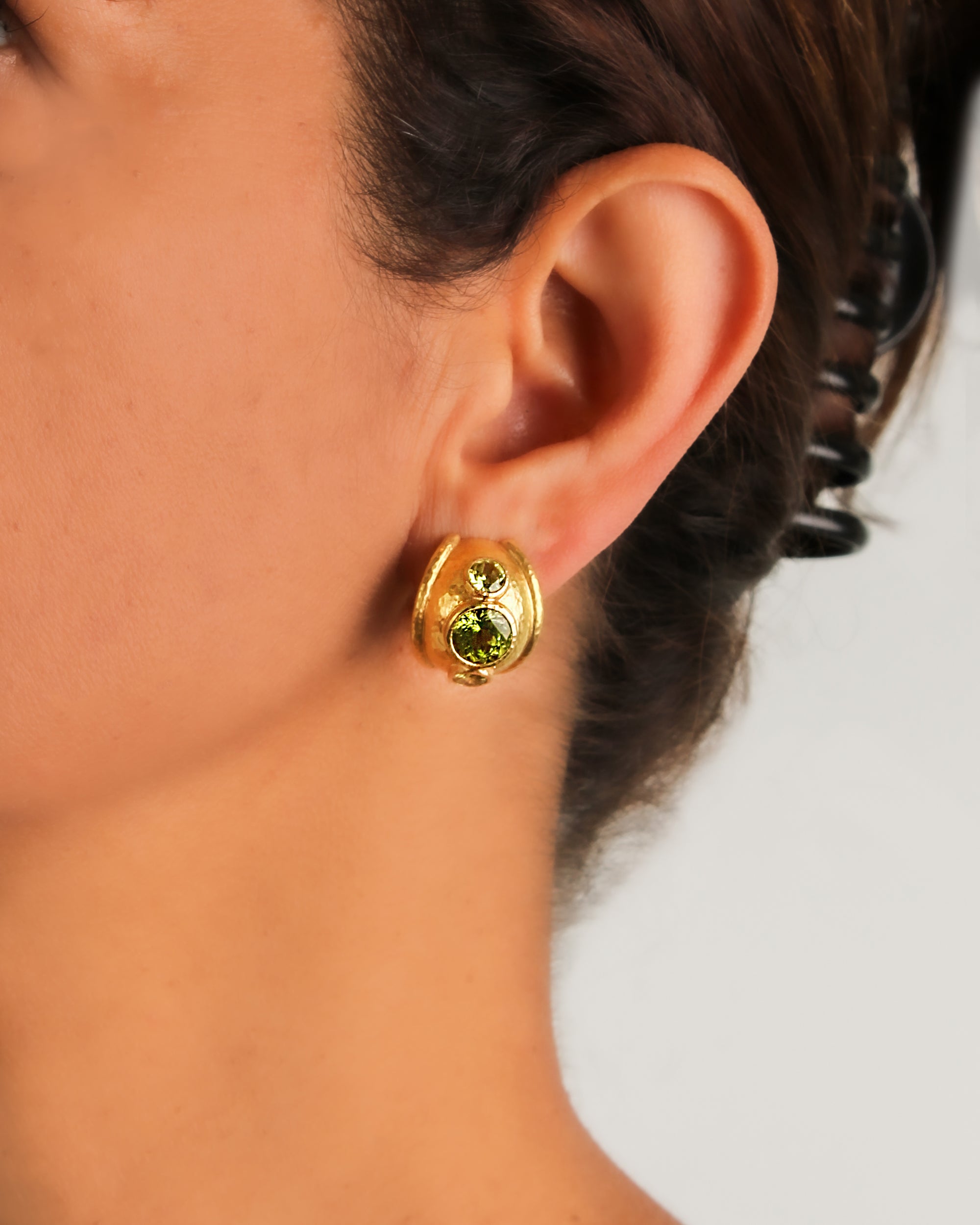 Peridot Puff Earrings