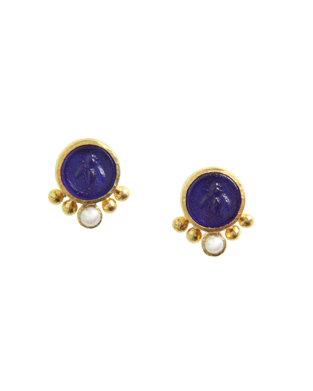 Cobalt 'Tiny Bee' Stud Earrings