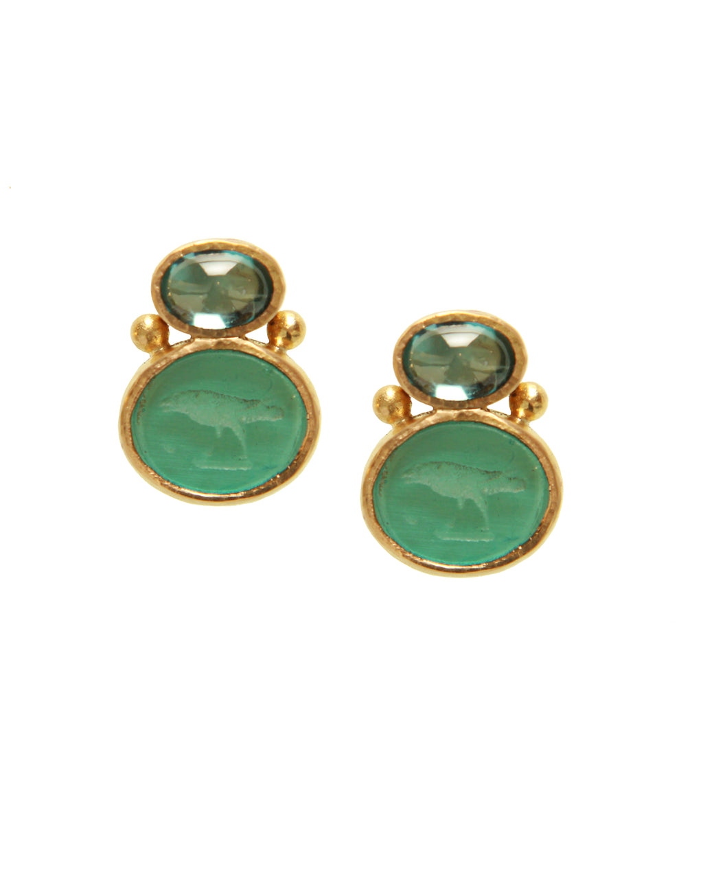 Teal 'Tiny Bird' Stud Earrings
