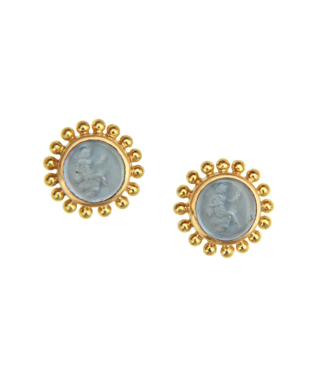 Cerulean 'Round Cupid' Stud Earrings