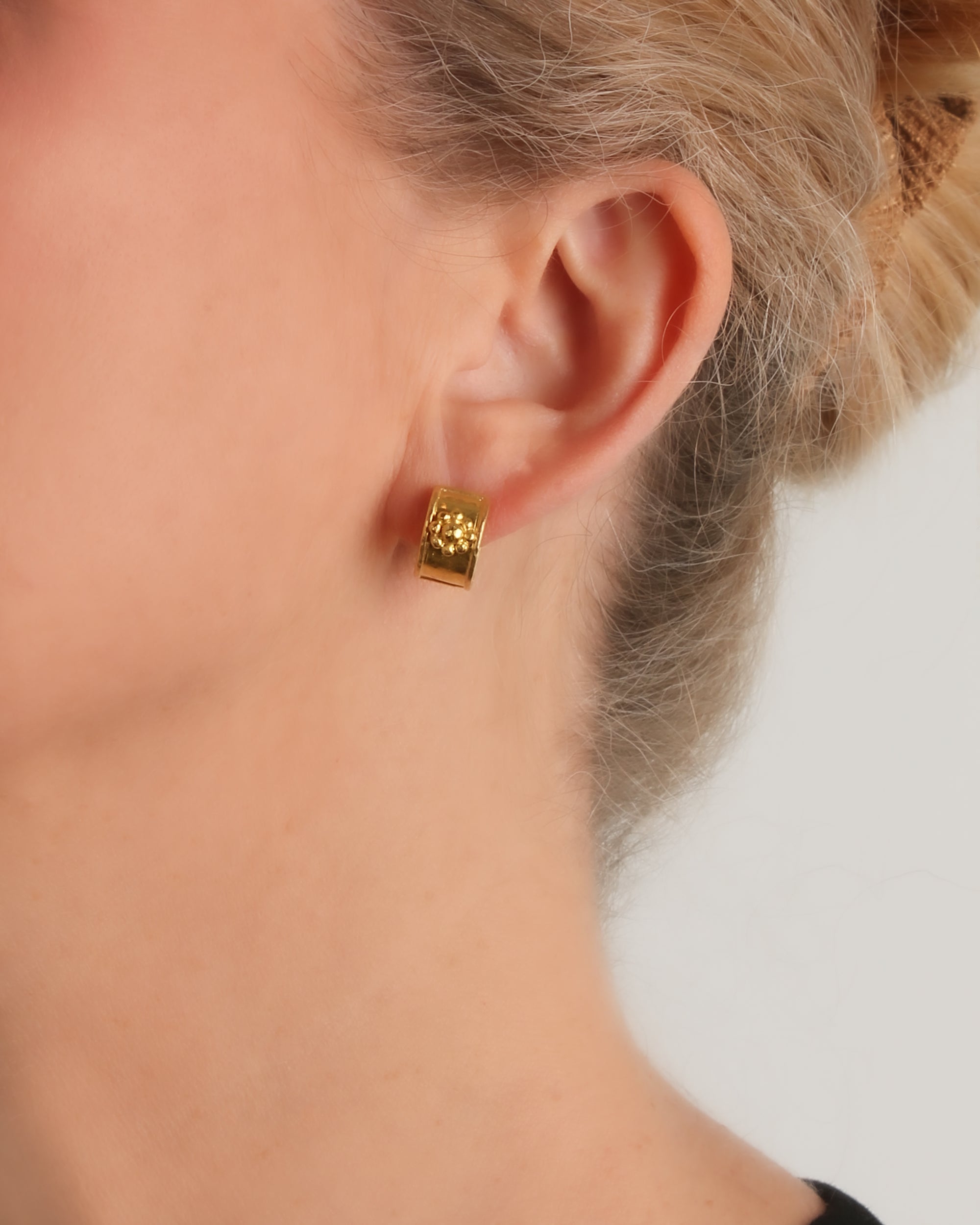 Gold Daisy Flat Hoop Earrings