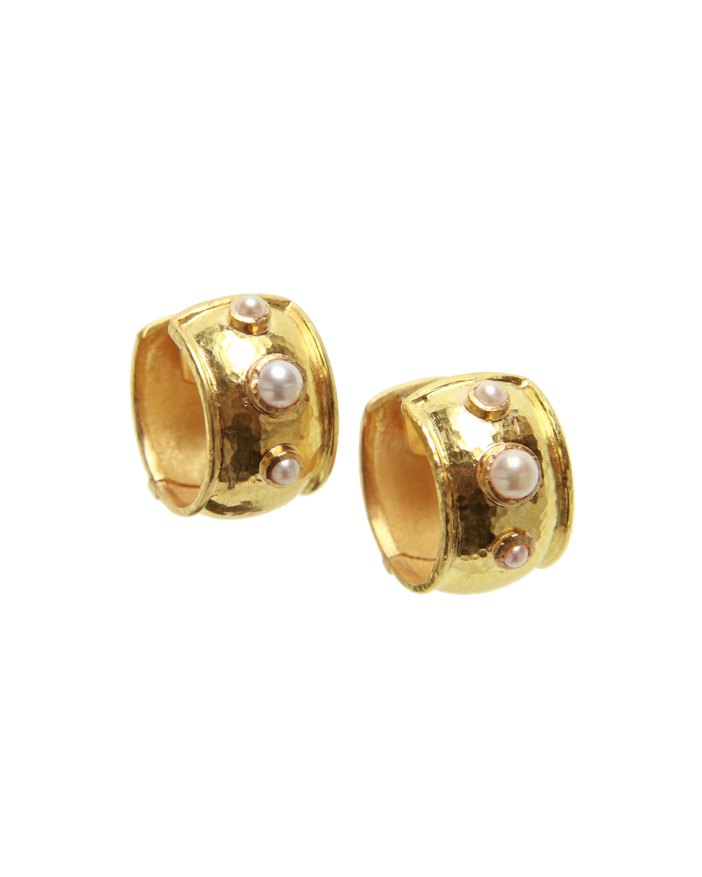 Curved Wide Hoops with Pearls – Elizabeth Locke Jewels