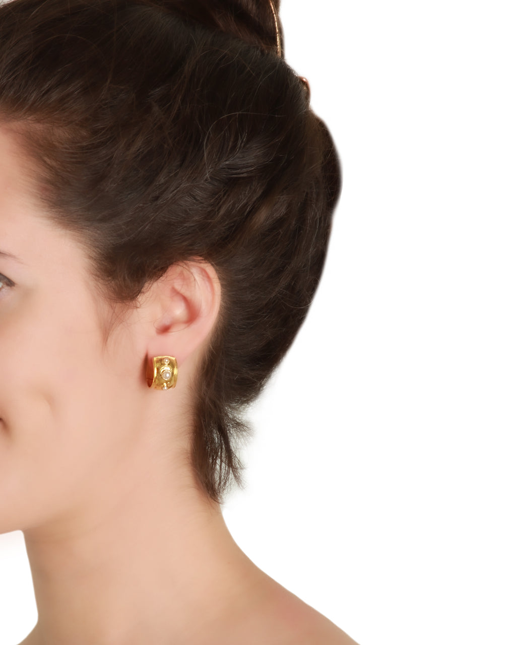 Curved Wide Hoops with Pearls