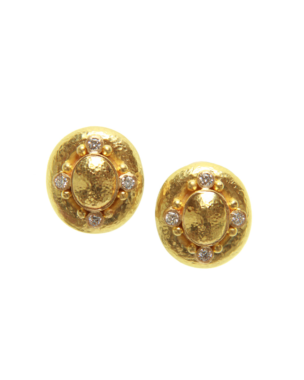 Gold Dome with Diamonds Earrings