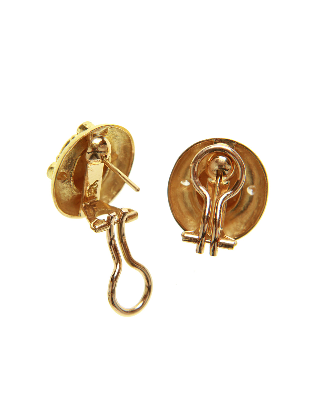 Gold Dome with Diamonds Earrings