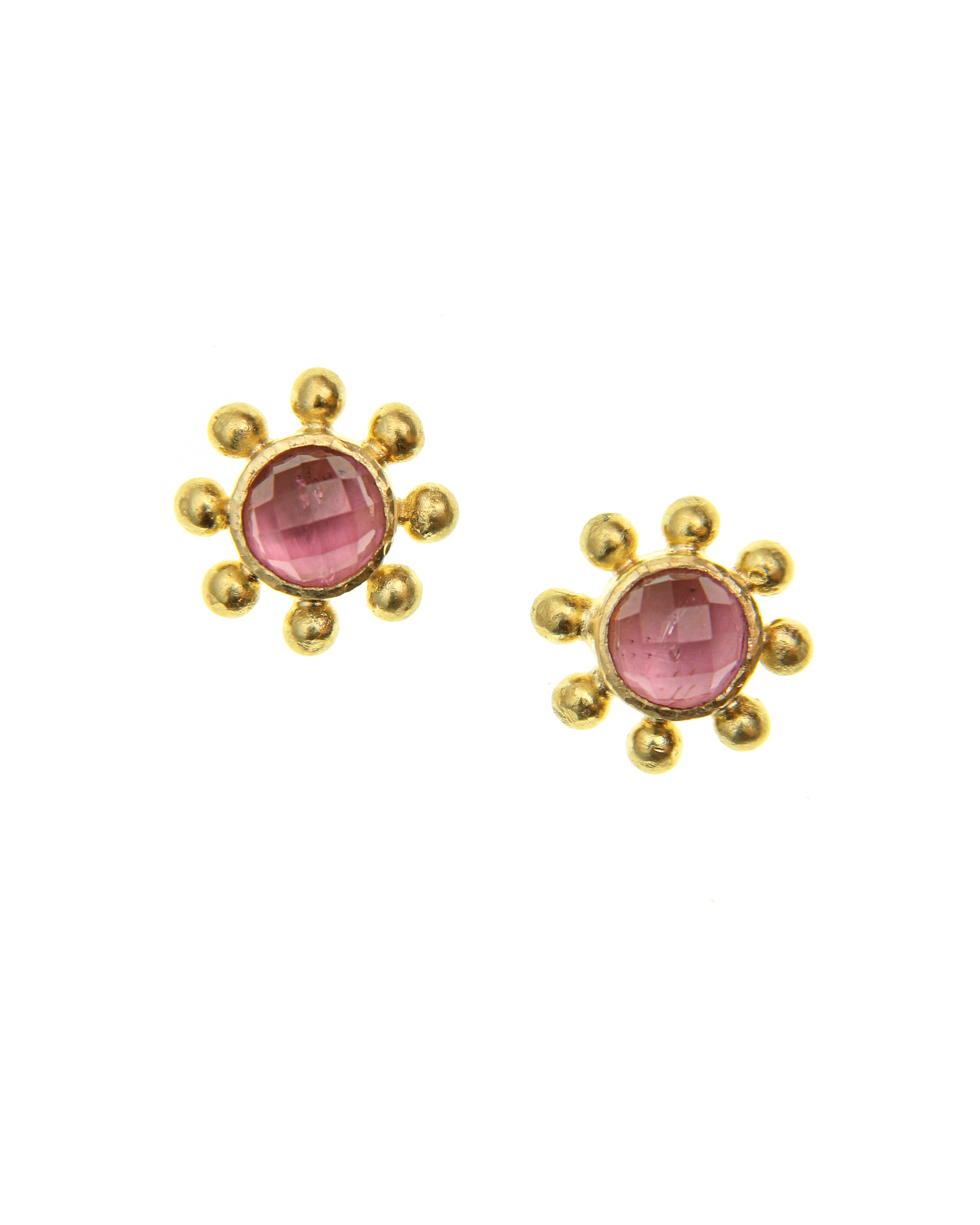 Pink Tourmaline Stud Earrings