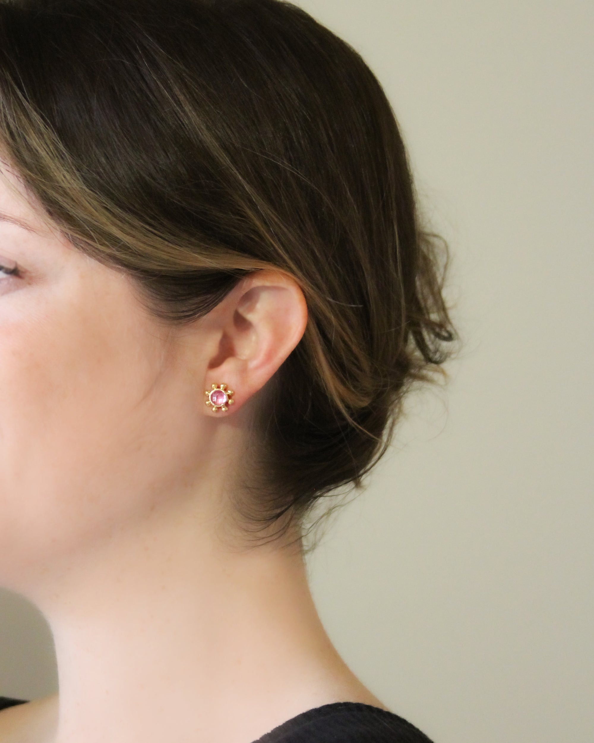 Pink Tourmaline Stud Earrings