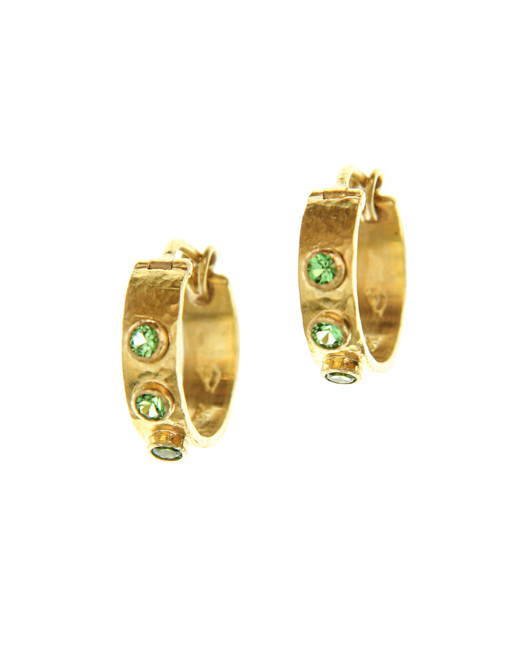 Tsavorite Flat Ribbon Hoop Earrings