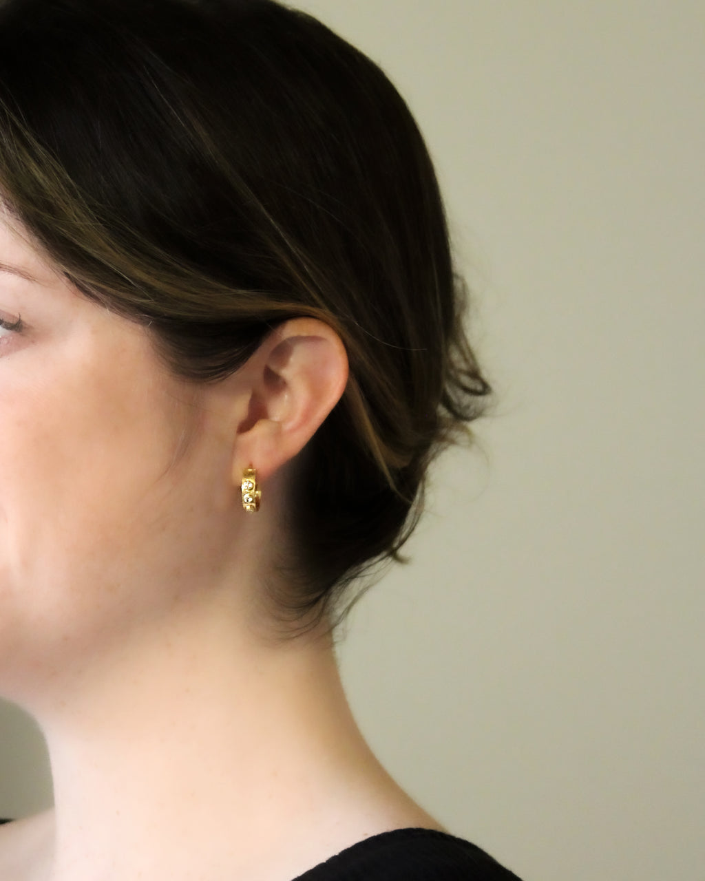 Diamond Flat Ribbon Hoop Earrings