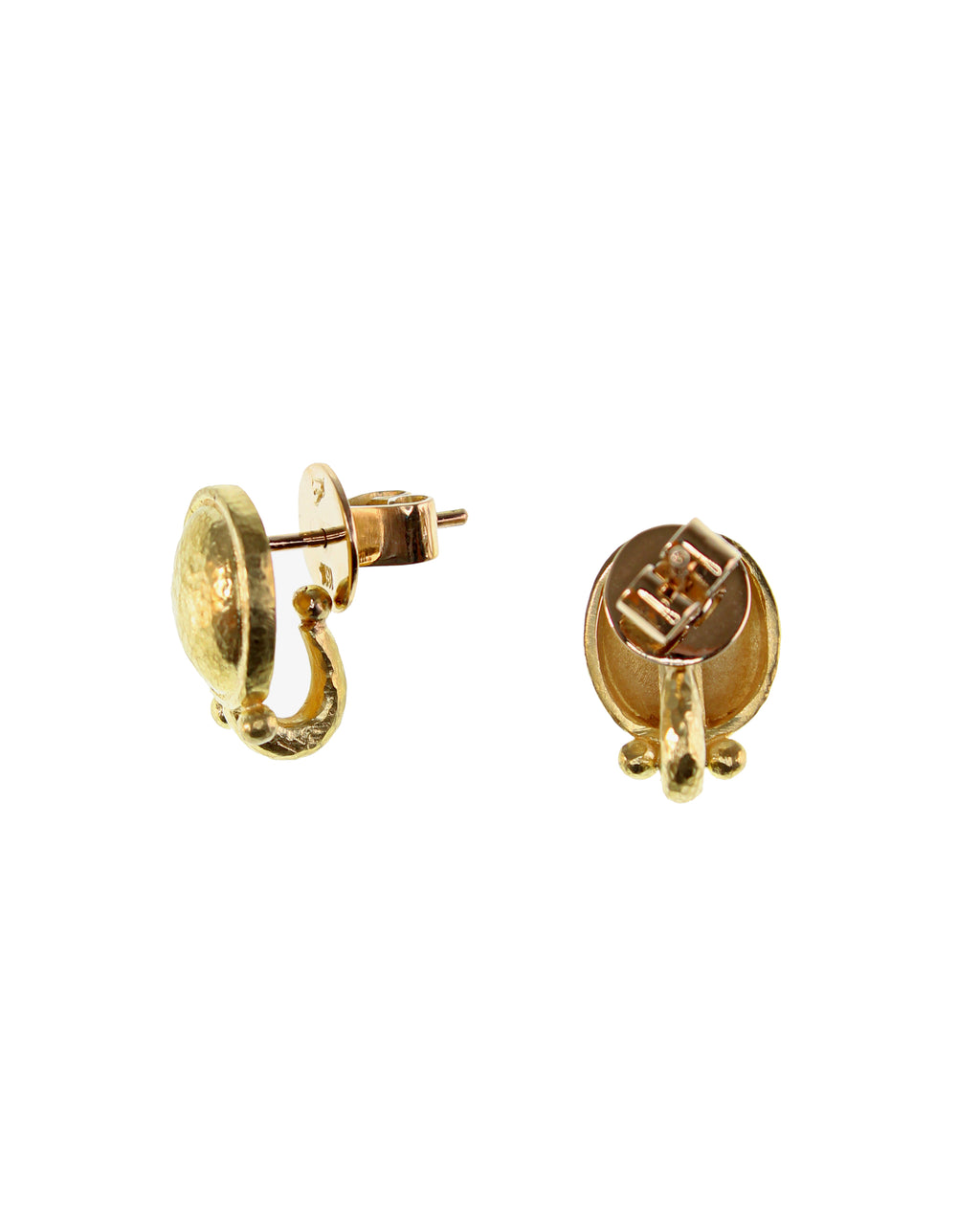 Gold Dome Earrings with Charm Holder
