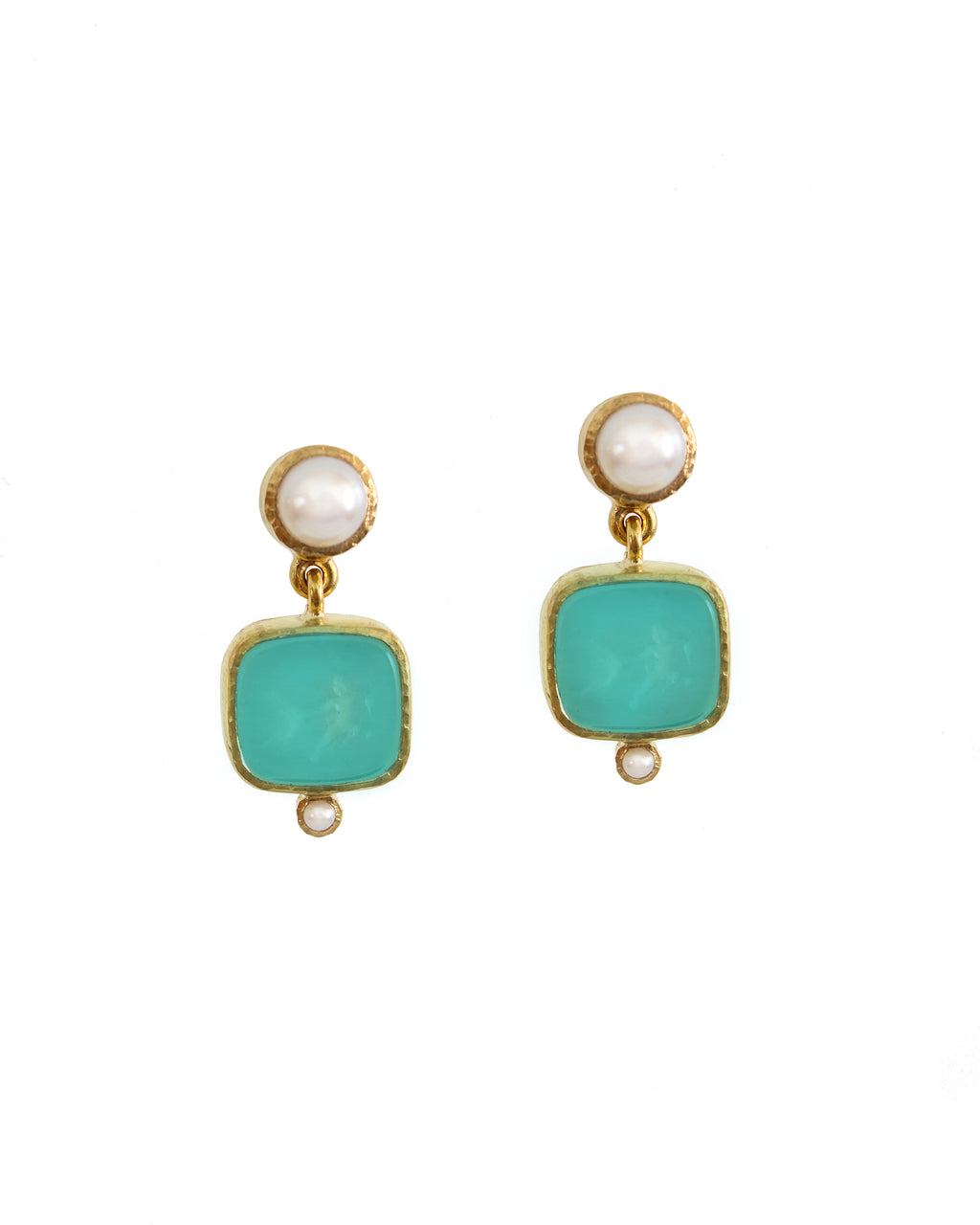 Teal 'Putto with Goose' Drop Earring