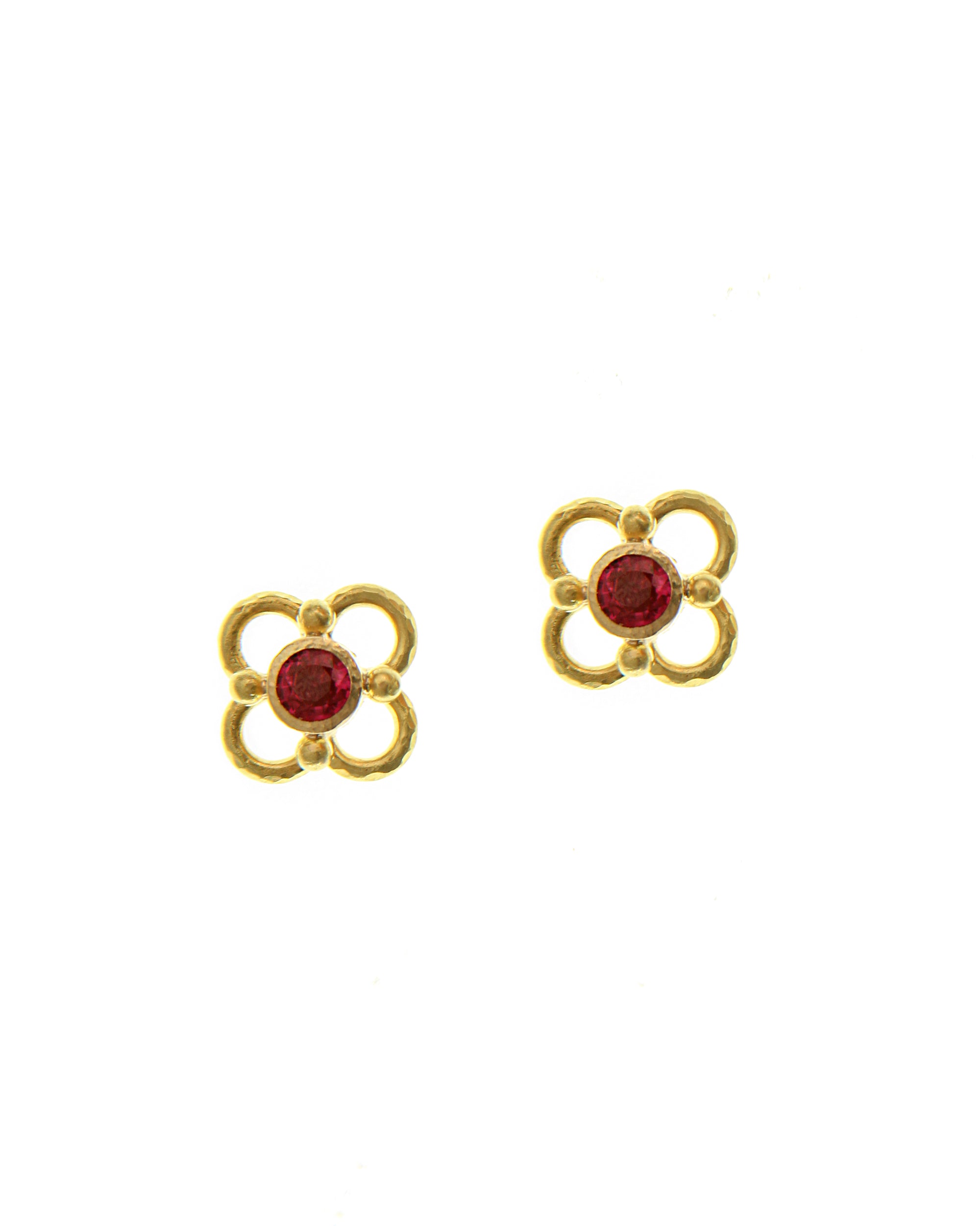 Ruby Stud Earrings with Arches