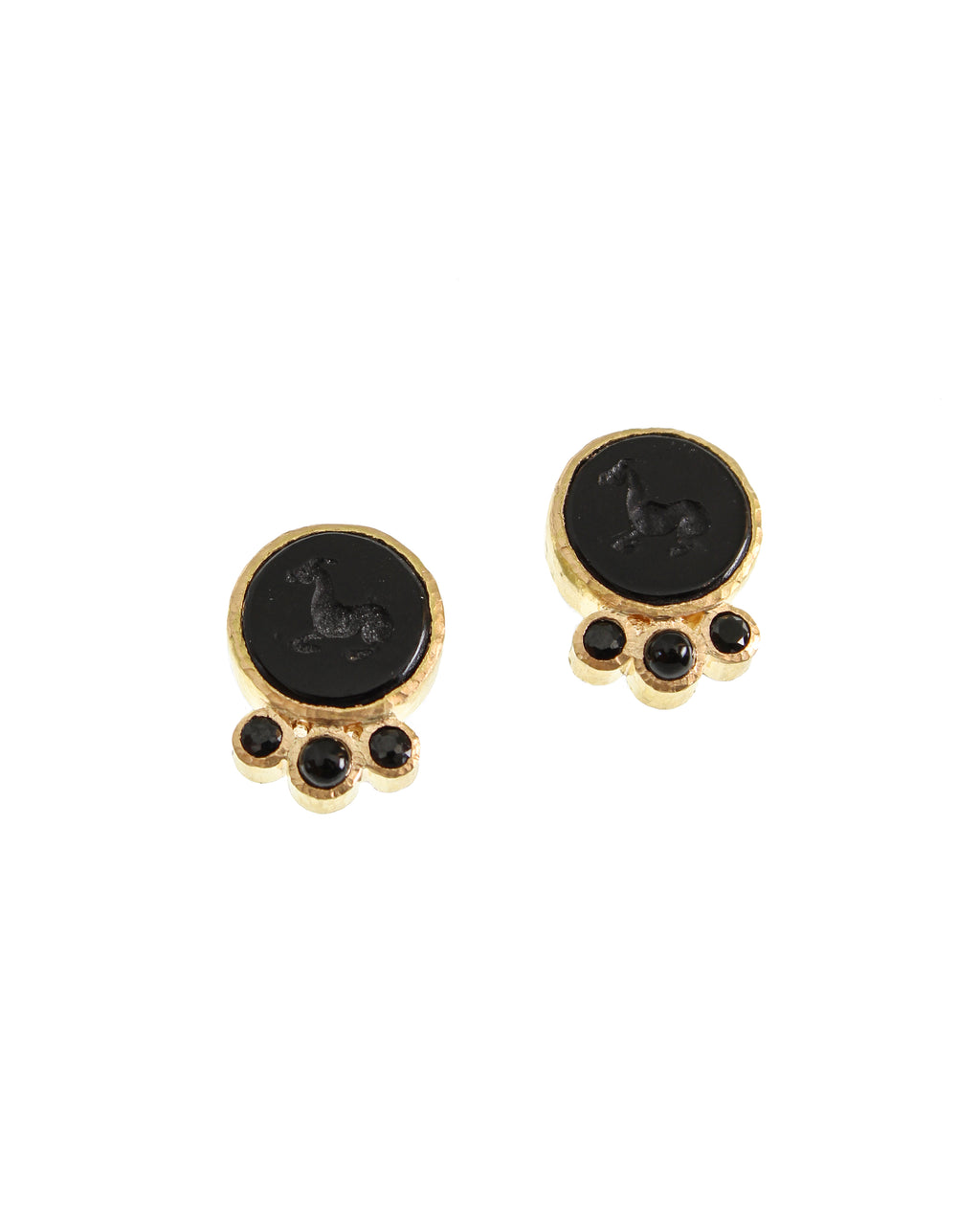 Black 'Tiny Horse' Stud Earrings