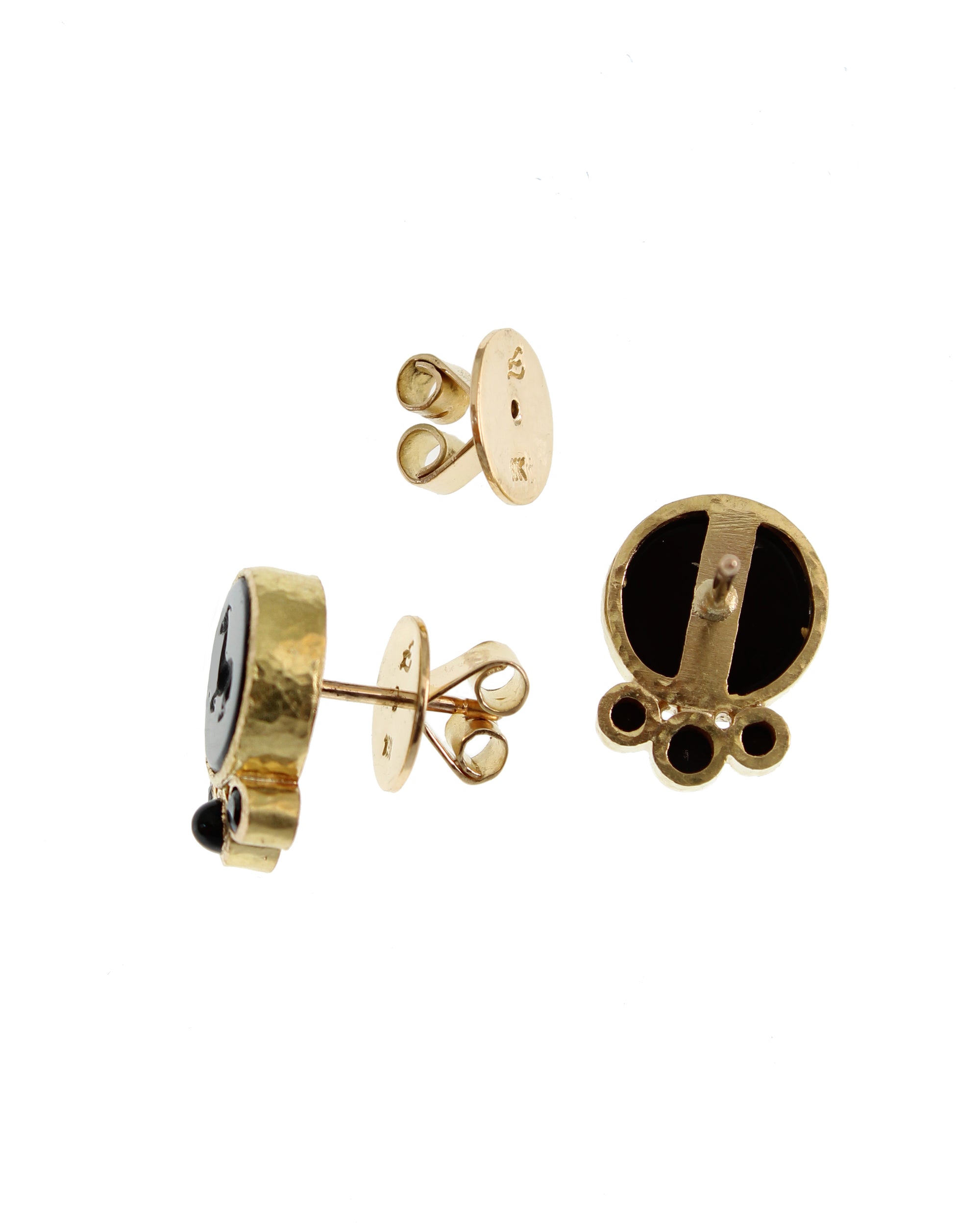 Black 'Tiny Horse' Stud Earrings