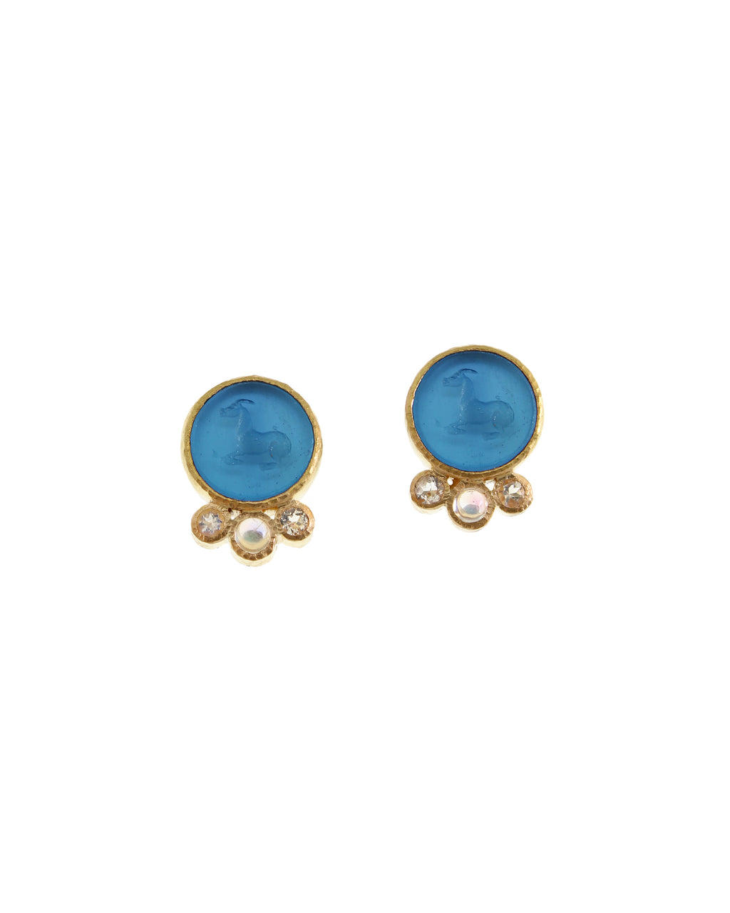 Peacock 'Tiny Horse' Stud Earrings