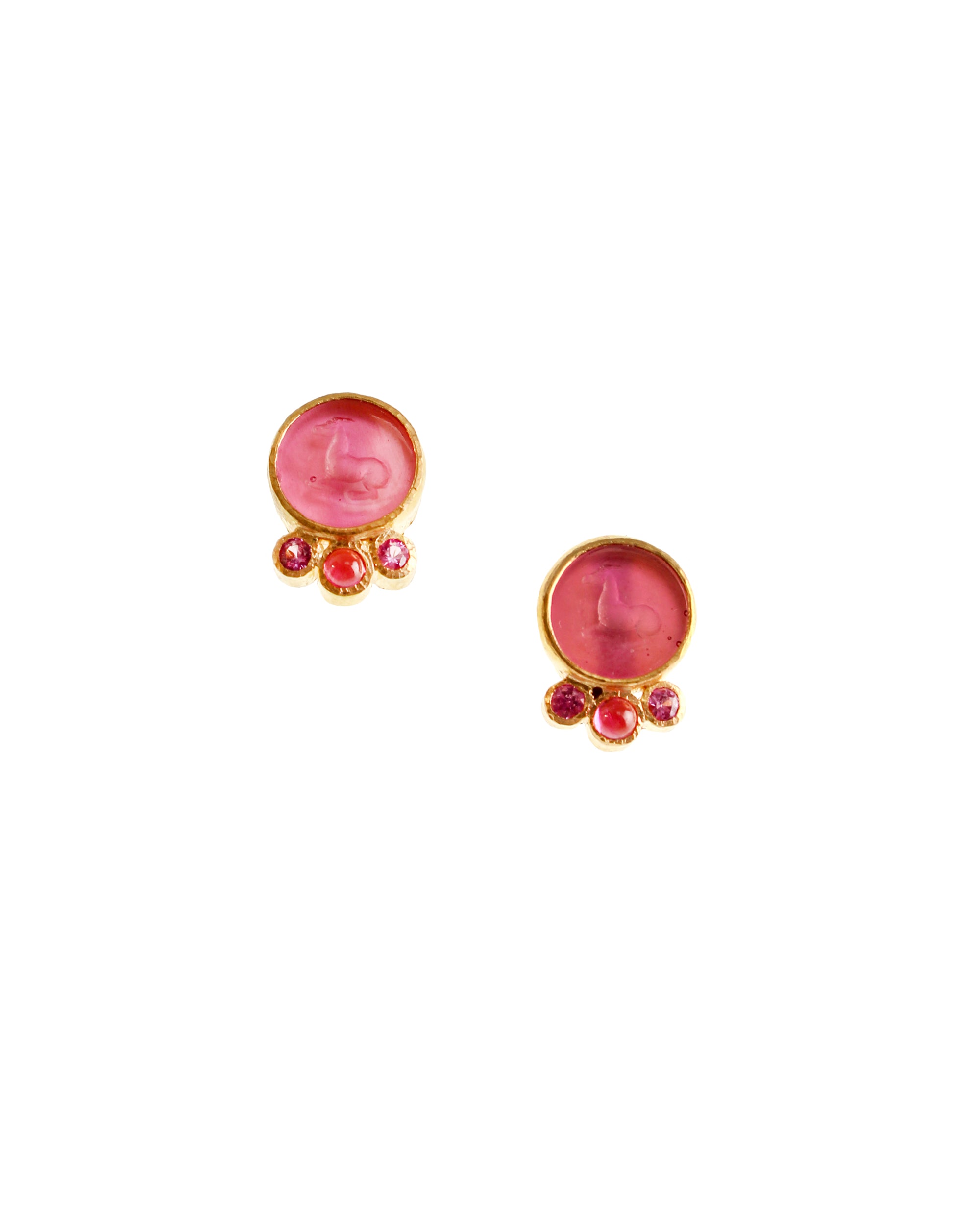 Venetian glass intaglio Stud Earrings