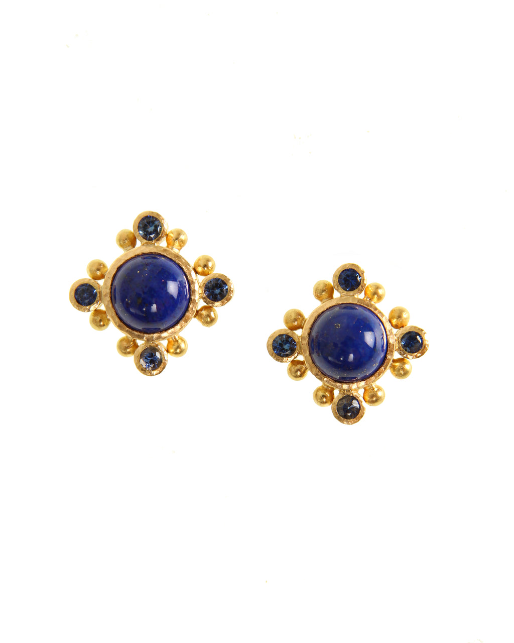 Lapis and Blue Sapphire Stud Earrings