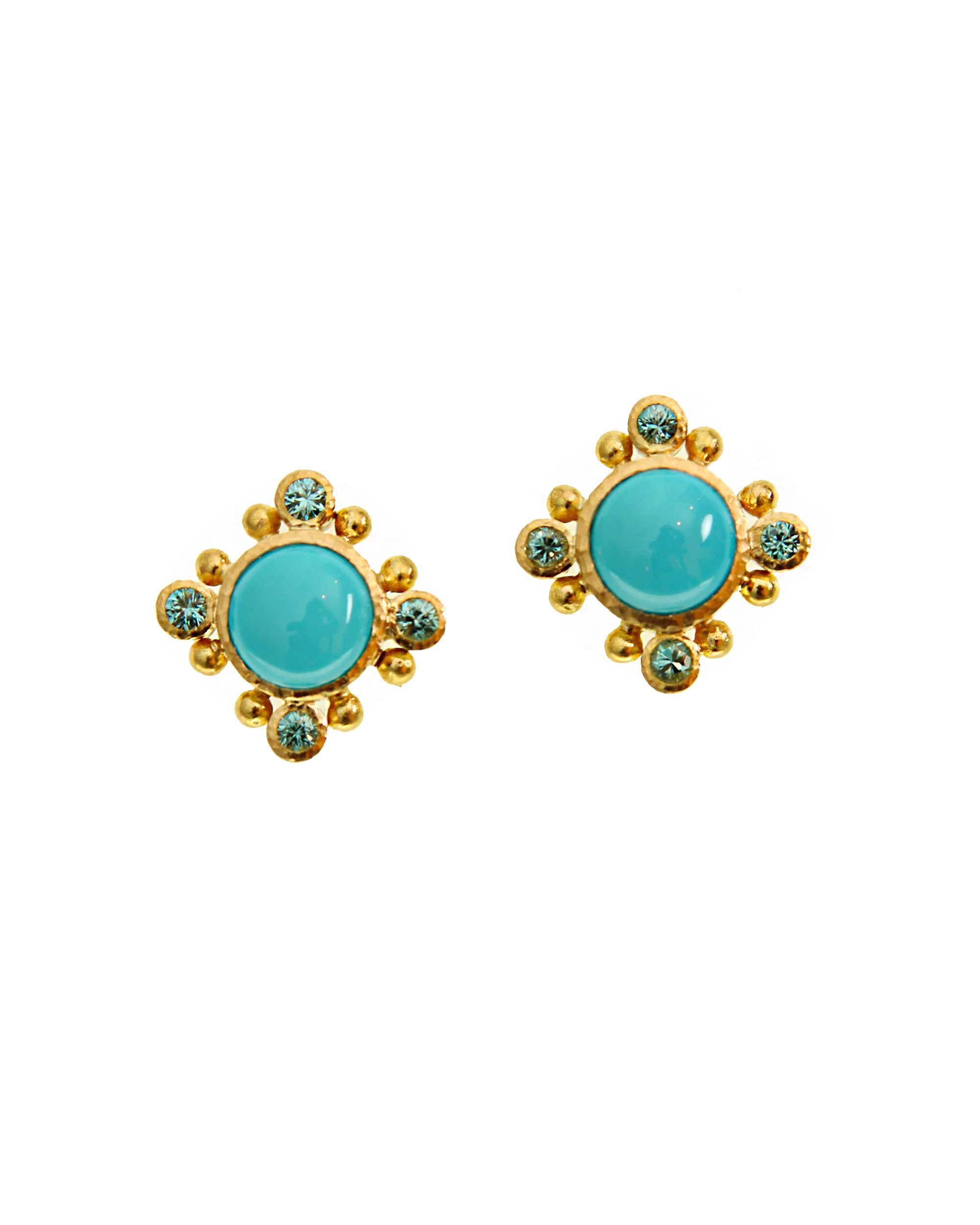 Sleeping Beauty Turquoise and Zircon Earrings