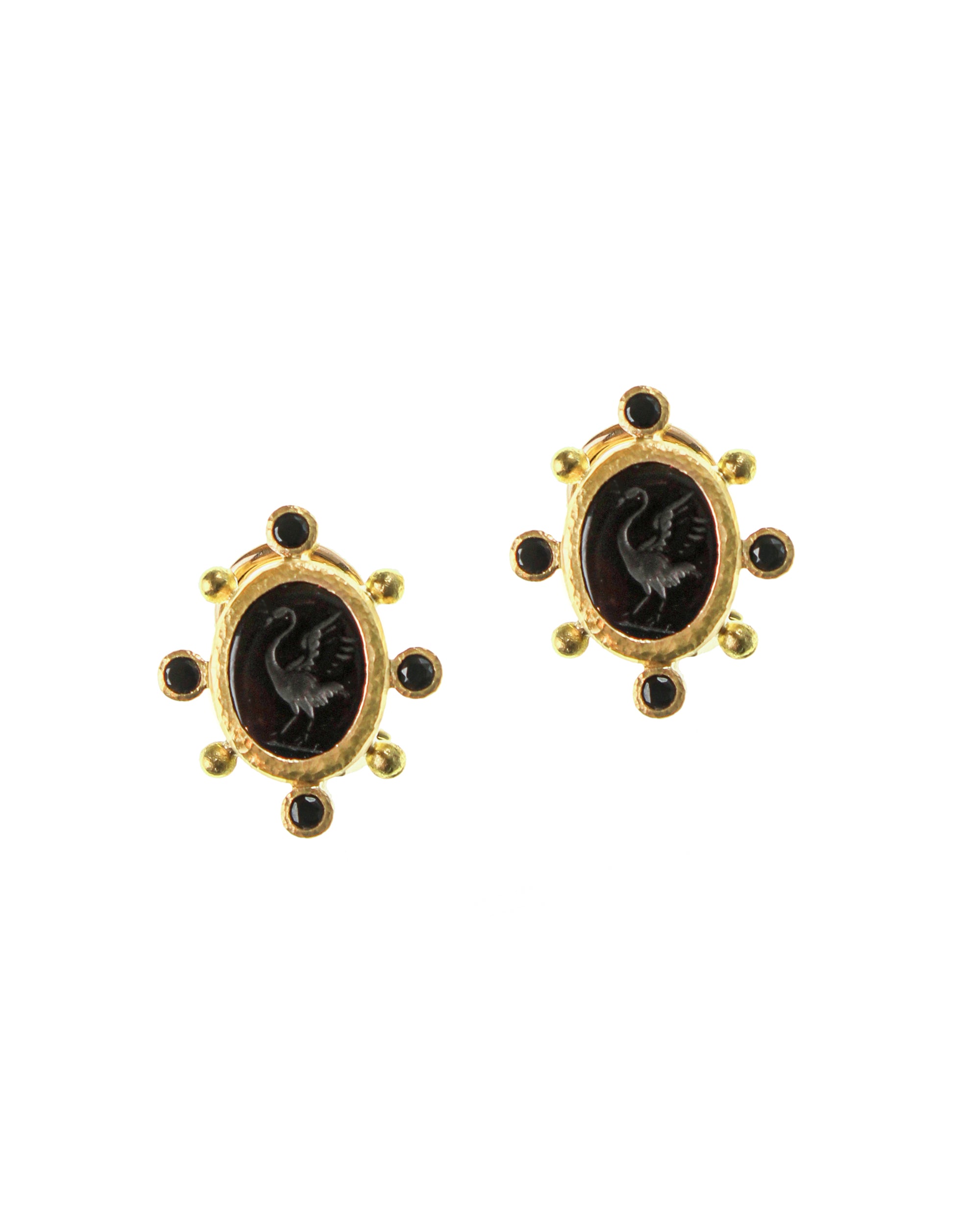 Black Venetian Glass 'Crane' Earrings