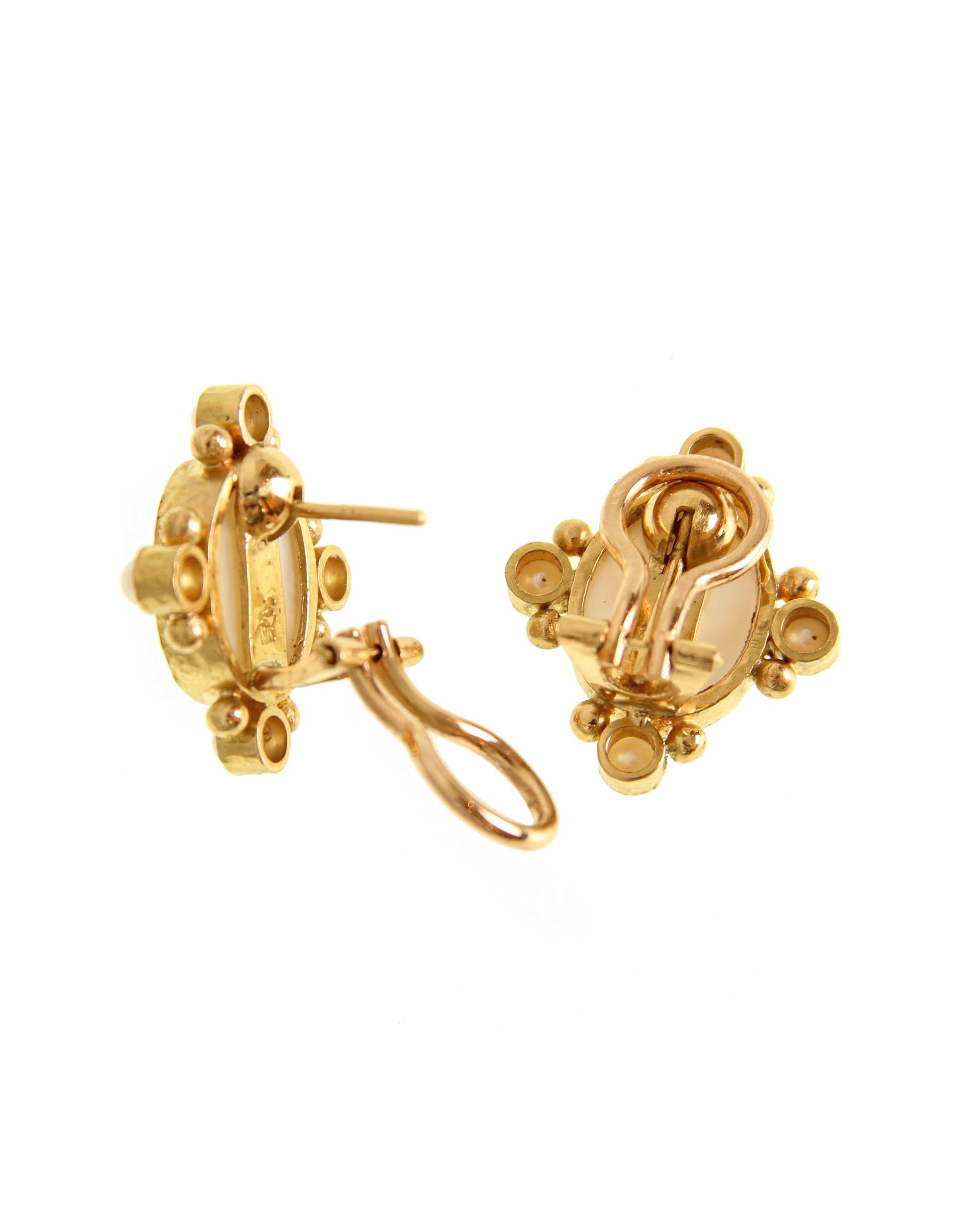 Teal 'Cherub Twins' and Pearl Earrings