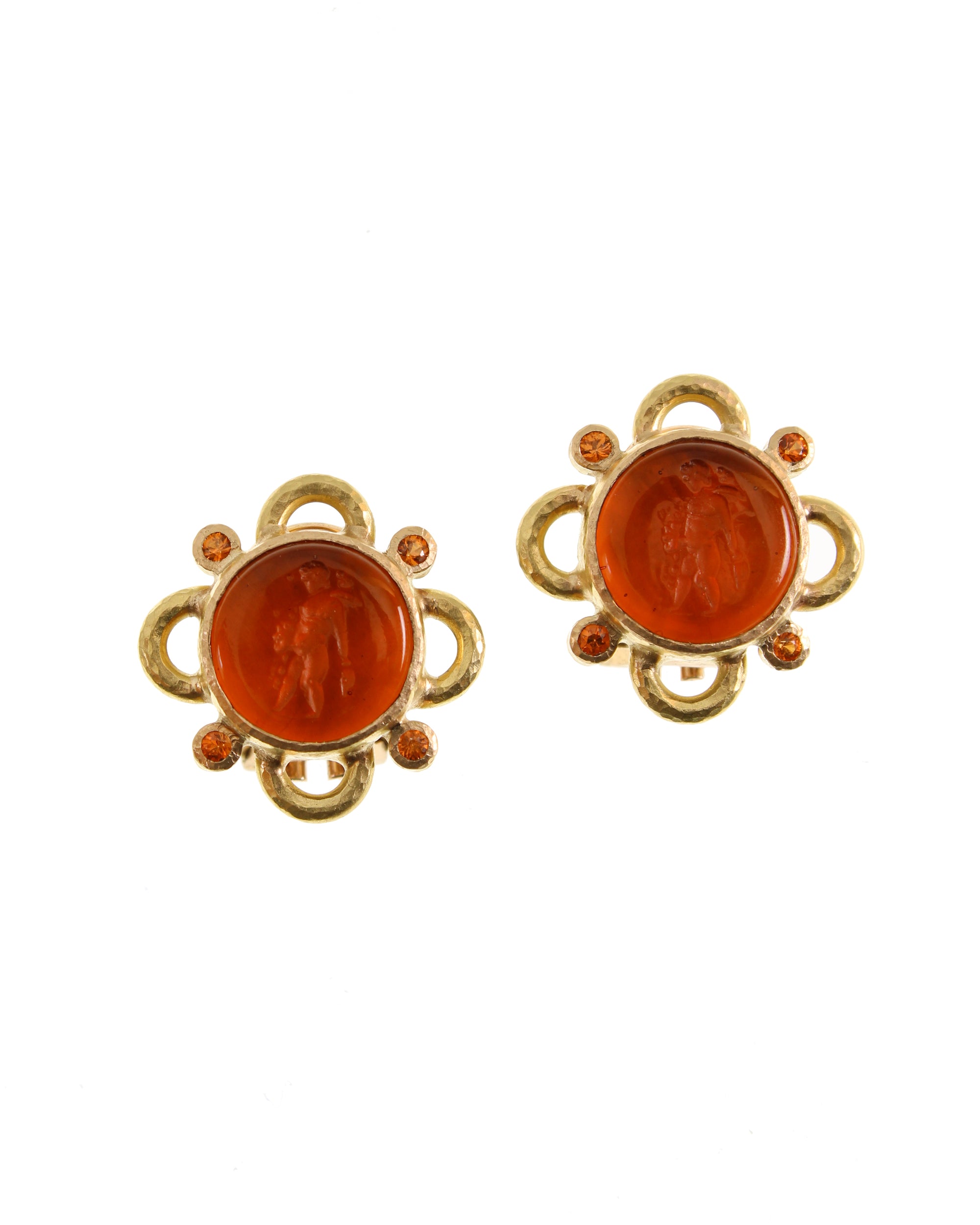 Amber Venetian glass 'Putto with Arrow' Earrings
