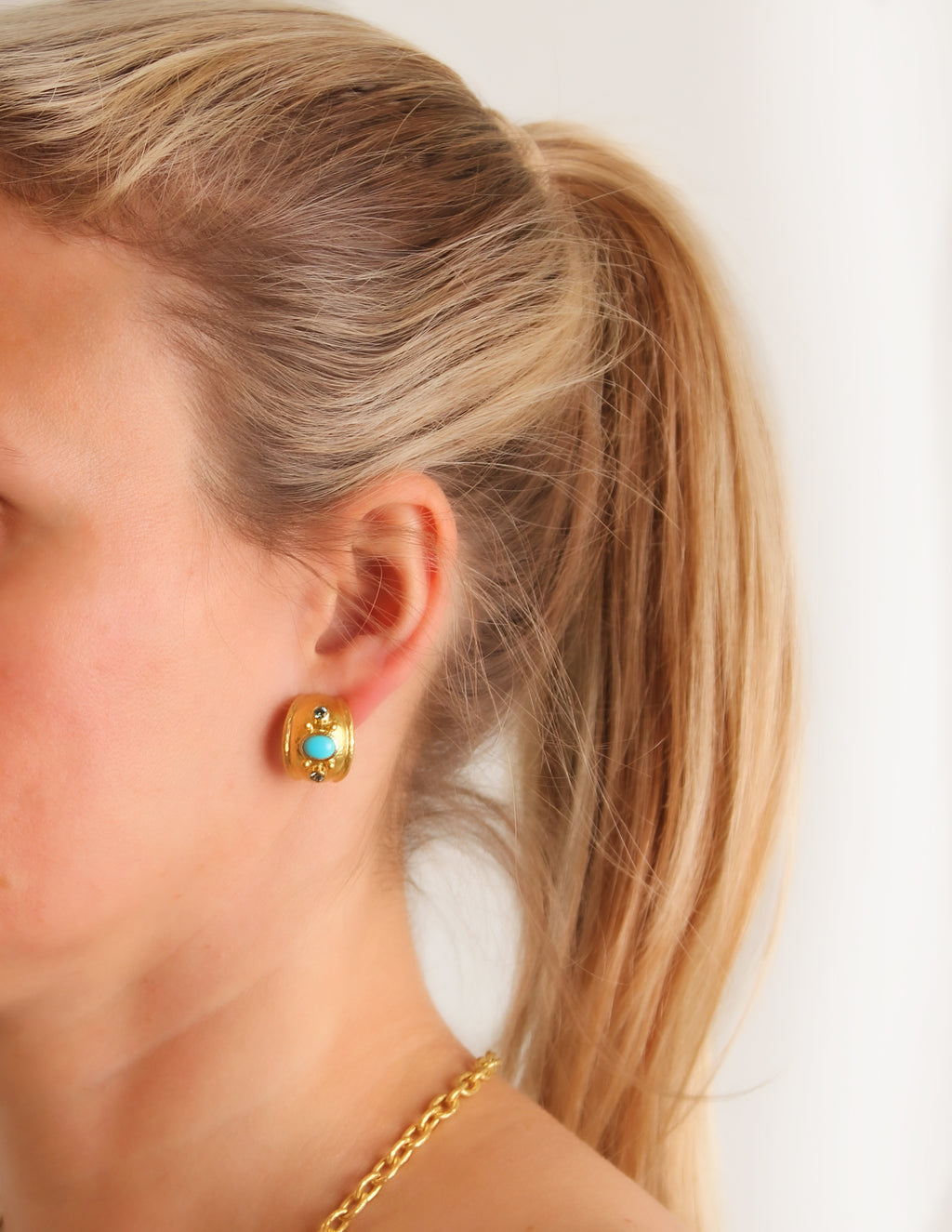 Sleeping Beauty Turquoise and Zircon Earrings