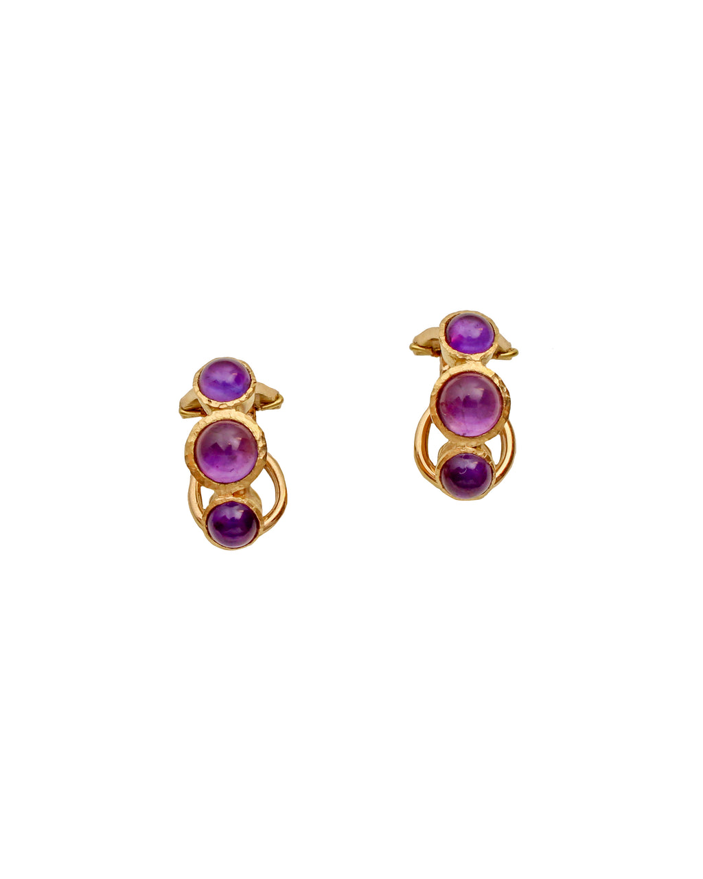 Amethyst Small Puff Earrings