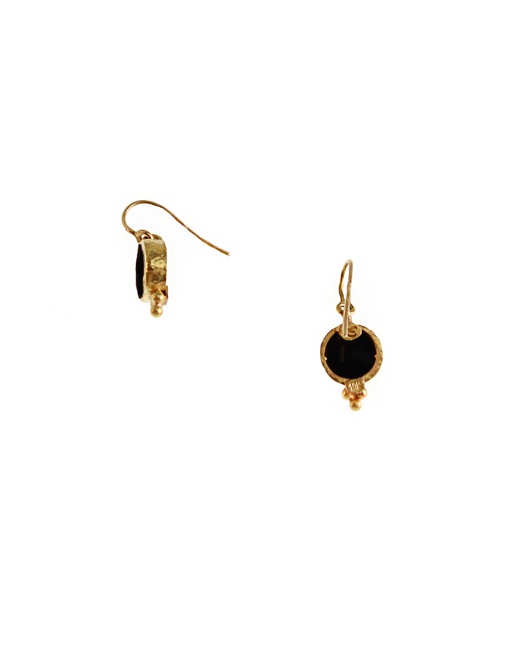 Black Venetian Glass Intaglio 'Tiny Bee' Earrings