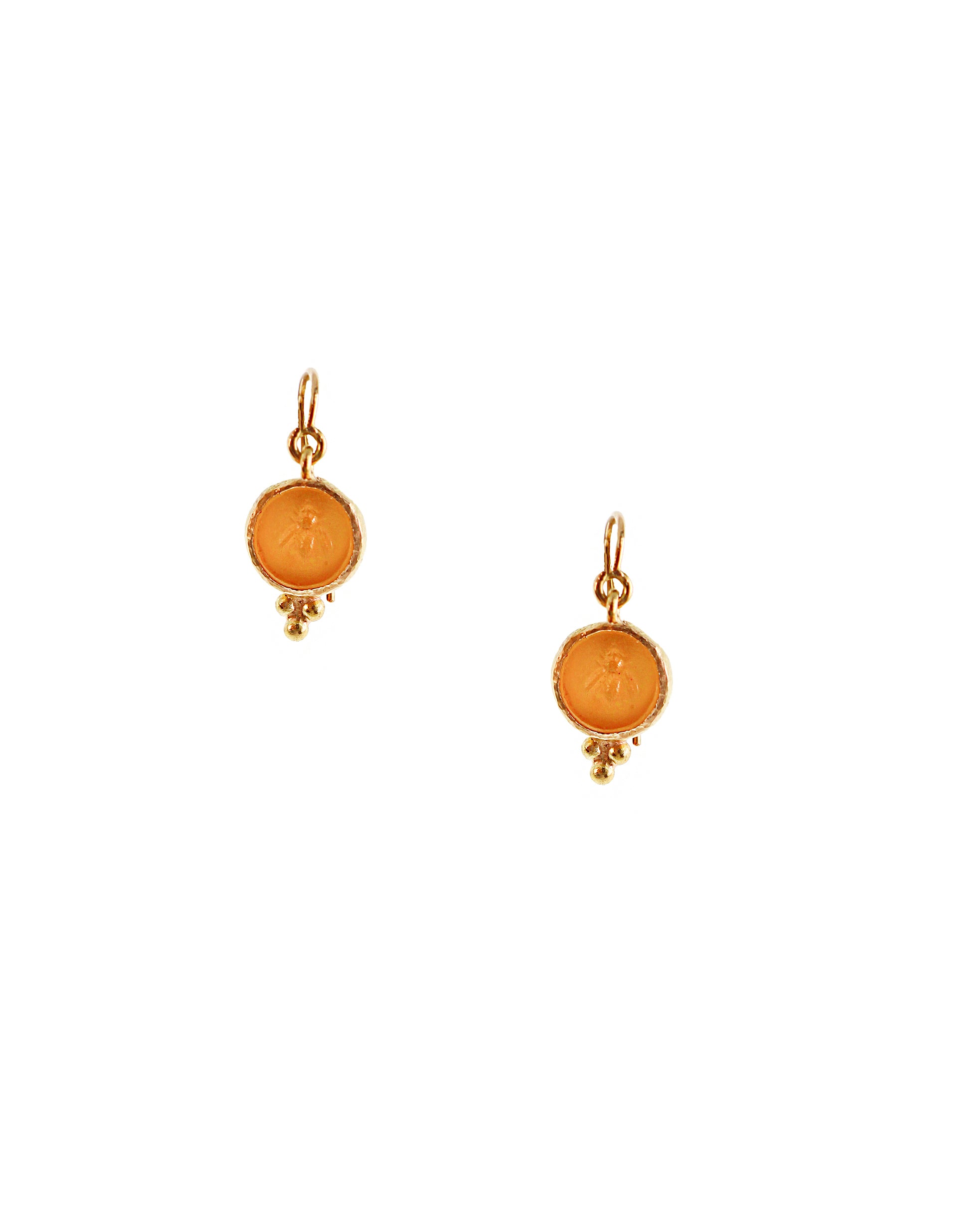 Light Amber Venetian Glass 'Tiny Bee' Earrings