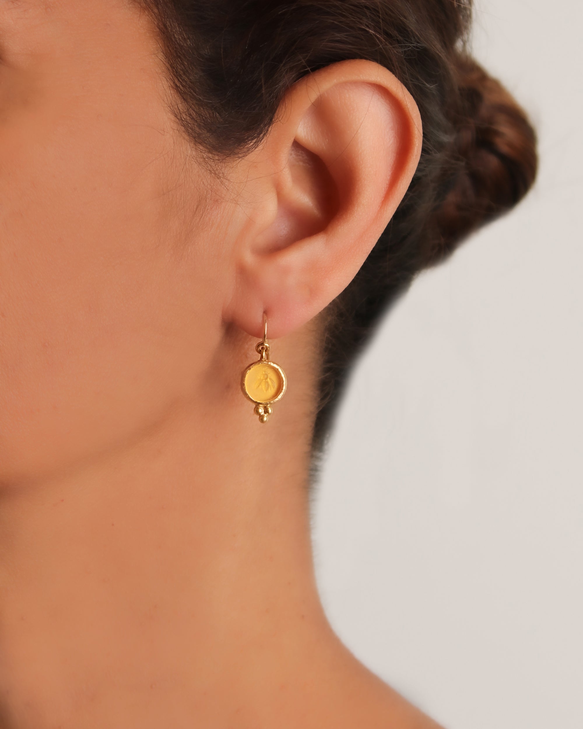 Light Amber Venetian Glass 'Tiny Bee' Earrings