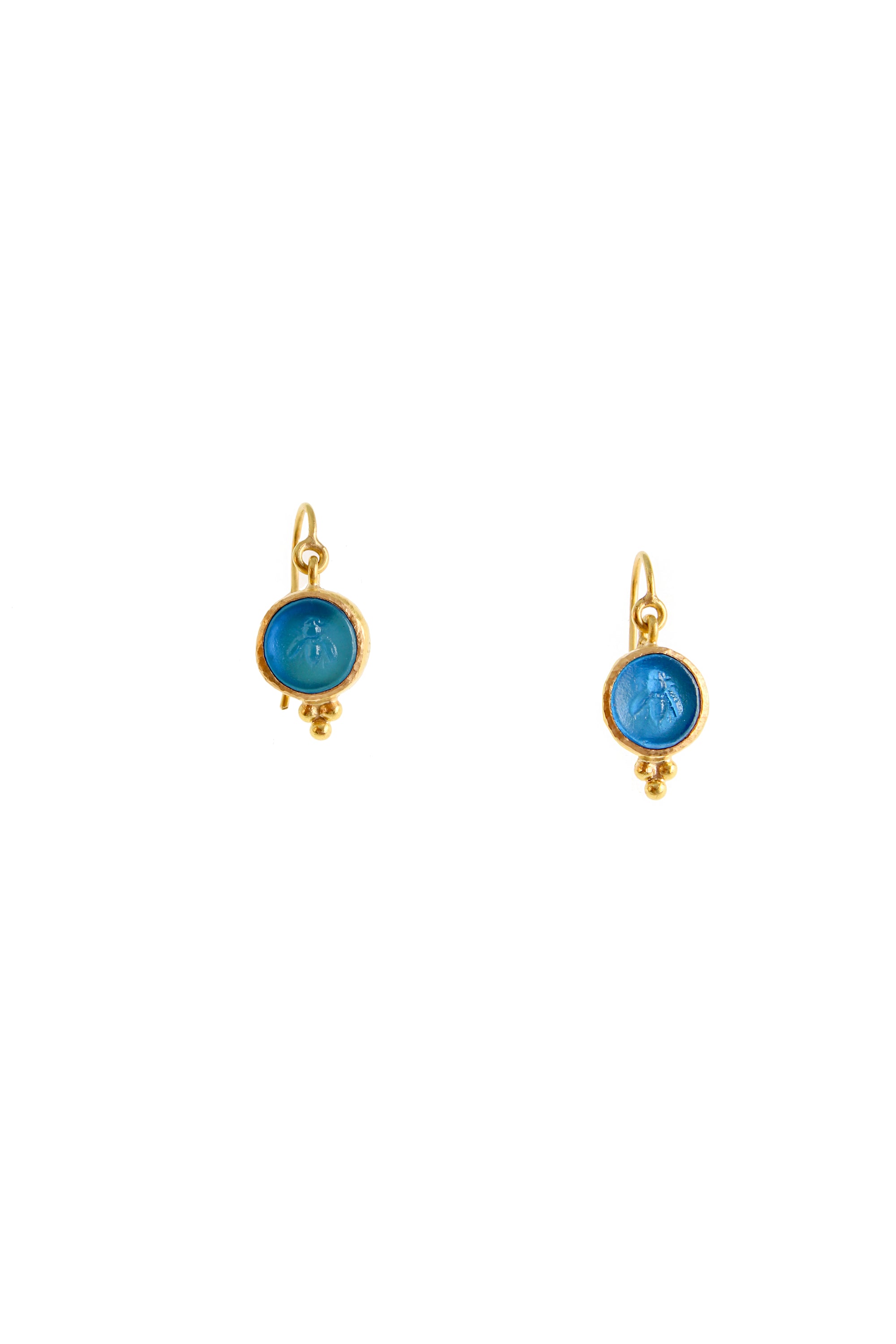 Peacock Venetian Glass 'Tiny Bee' Earrings