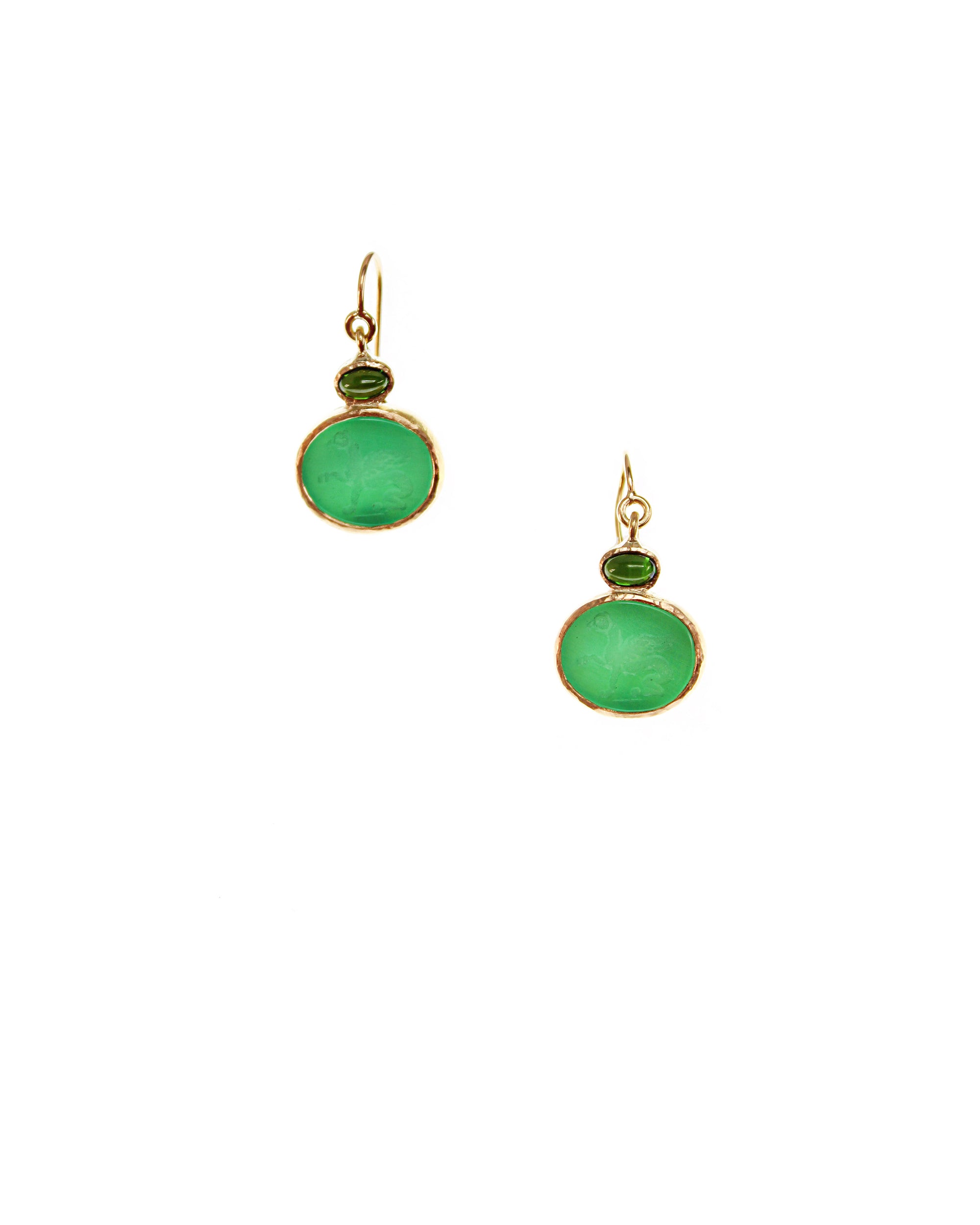 Pine Green Venetian Glass 'Tiny Griffin' Earrings