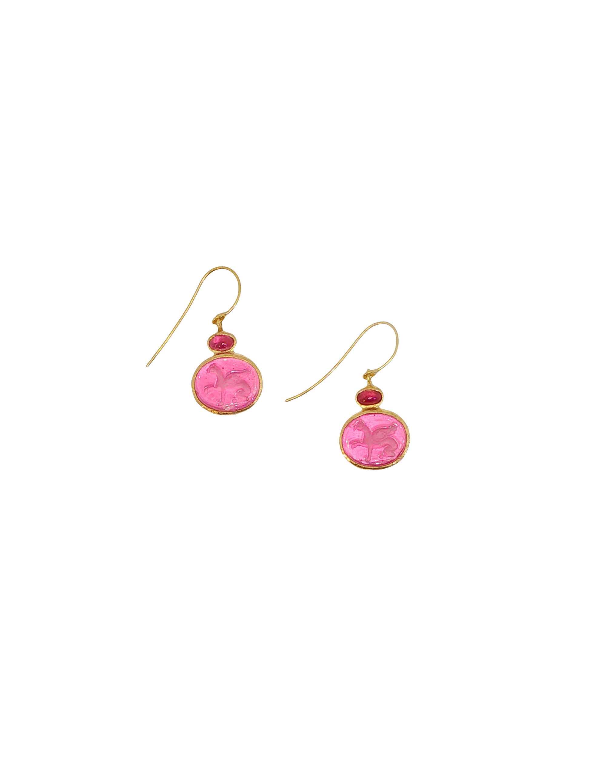 Pink Venetian Glass 'Tiny Griffin' Earrings