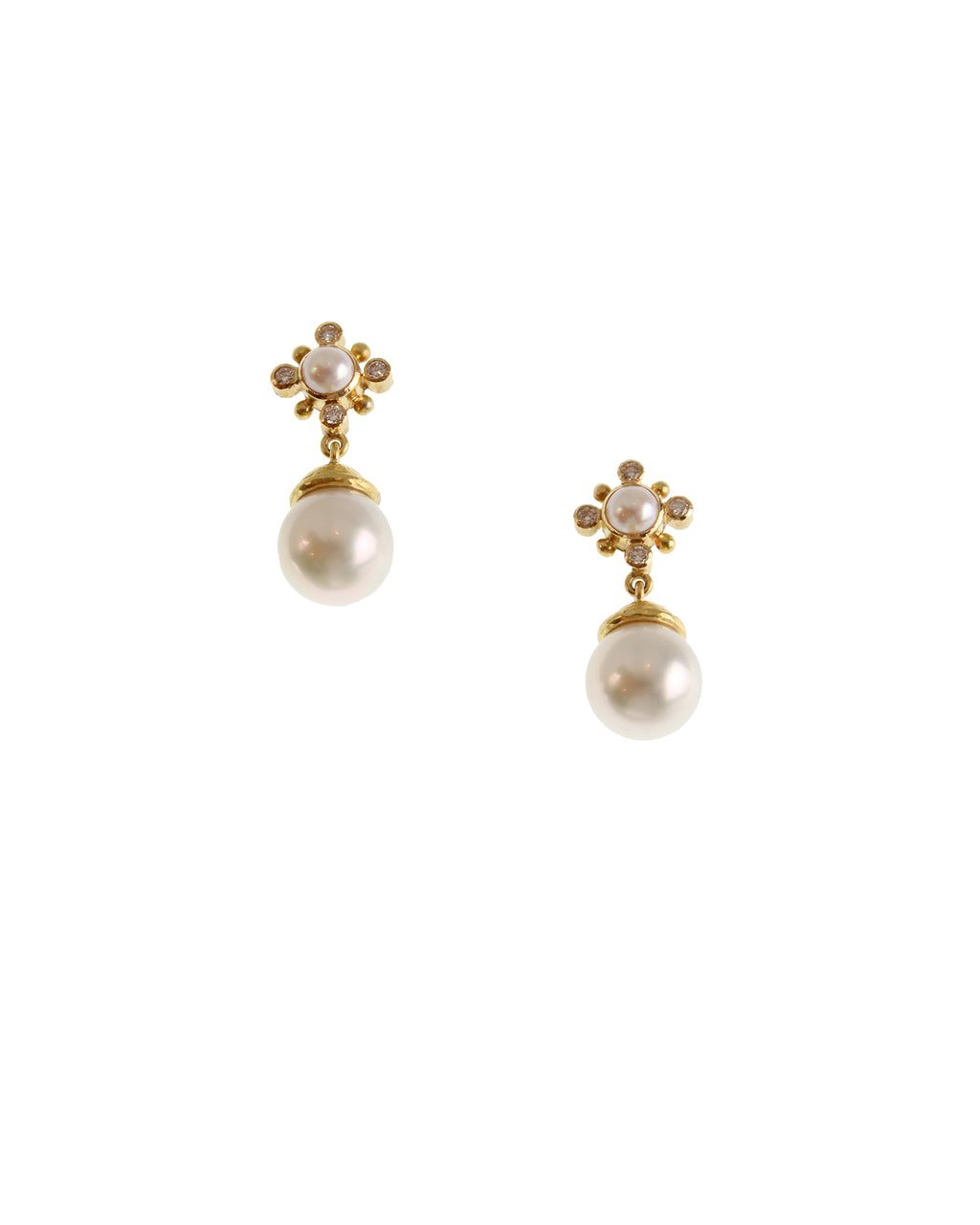 Pearl and Diamond Stud Earrings